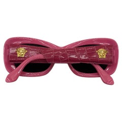 Vintage Versace Pink Crocodile Sunglasses with Gold Medusa