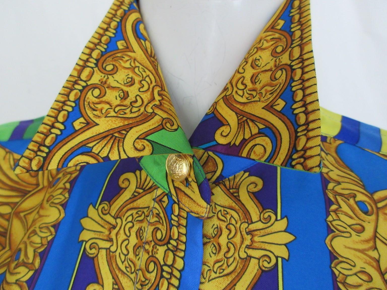 Gianni Versace rare silk lady blouse with gold Medusa accents

We offer more Gianni Versace, Hermes, Gucci and exclusive fur items, view our frontstore.

Details:
Made circa 1990's.
From the early Versatile Couture collection.
This blouse is highly