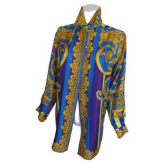 Gianni Versace 90's Silk Gold Medusa Blouse