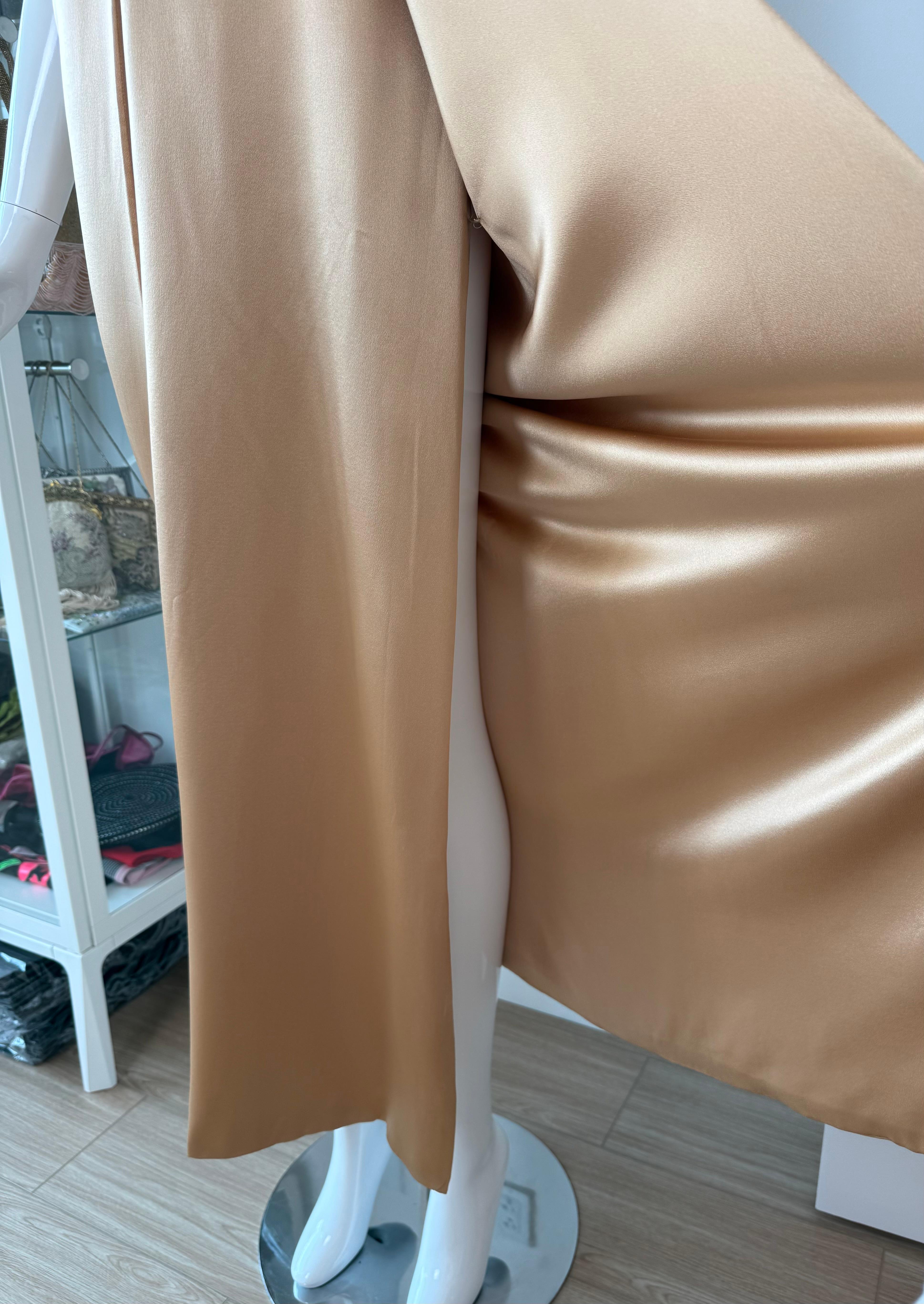GIANNI VERSACE 90's Vintage Seide Champagner Gold Abendkleid Maxikleid 2 Schlitze im Angebot 7