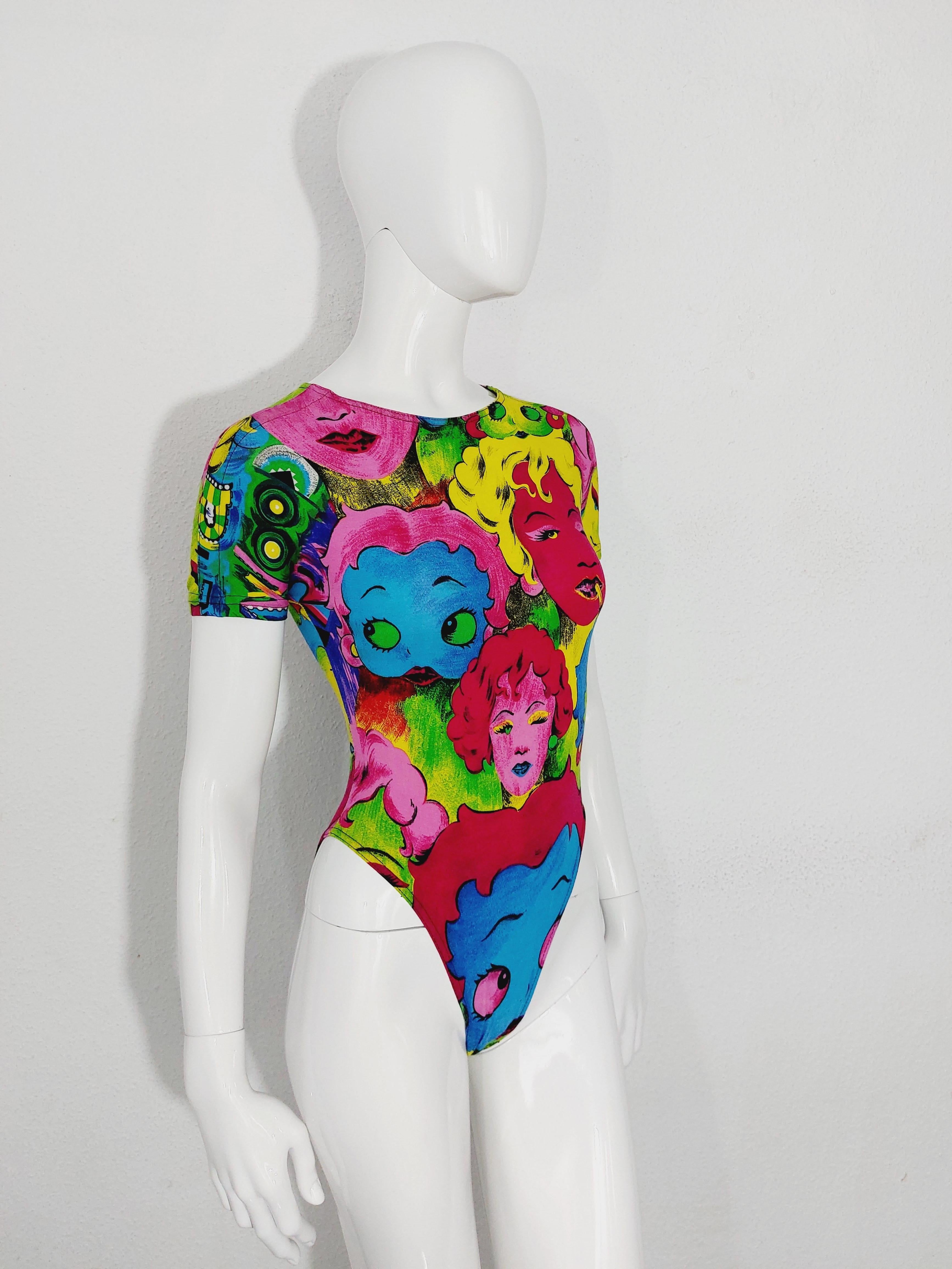 GIANNI VERSACE Andy Warhol Pop Art Marilyn Monroe Betty Boop SS91 Bodyuit Body For Sale 5