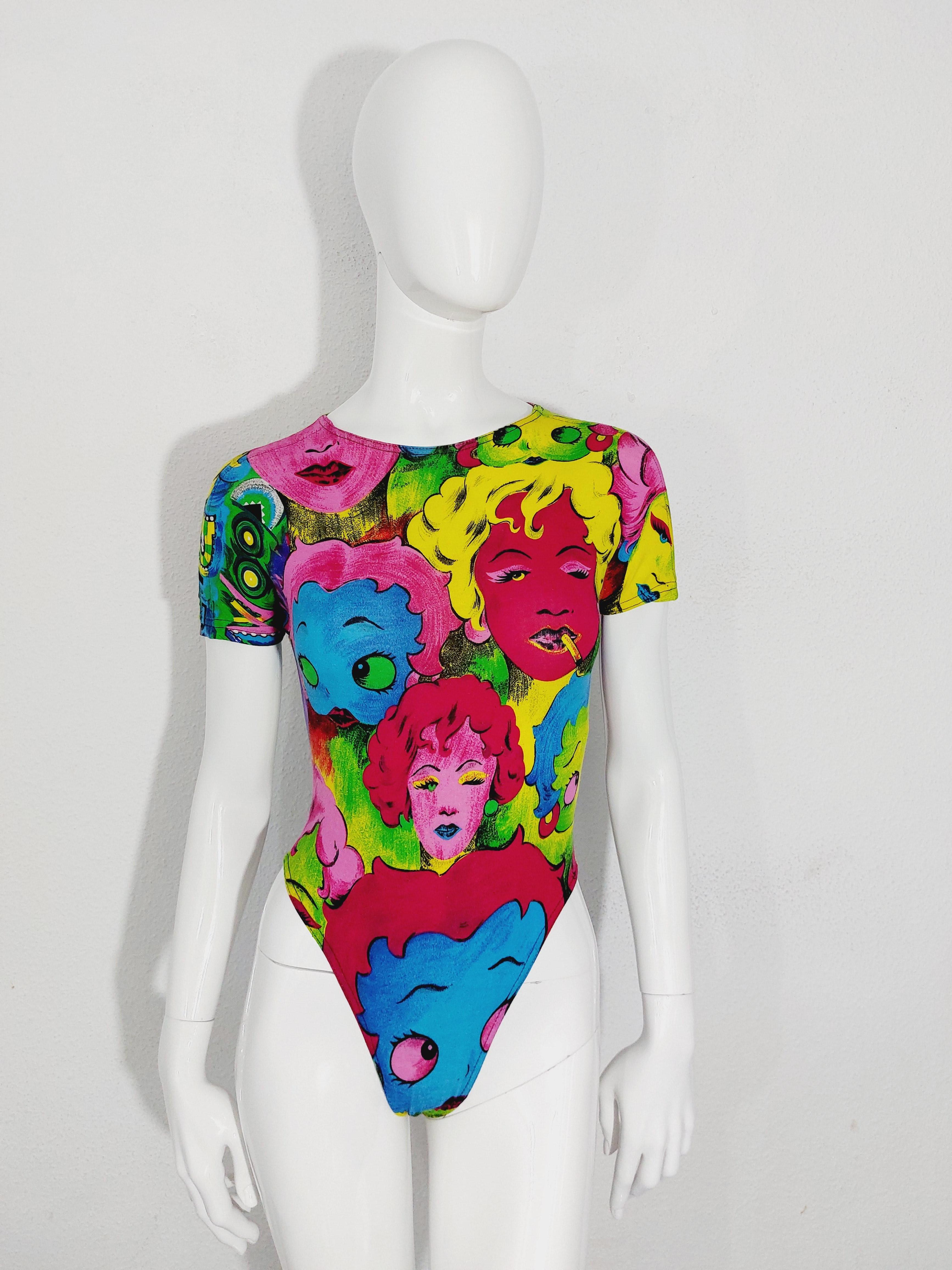 GIANNI VERSACE Andy Warhol Pop Art Marilyn Monroe Betty Boop SS91 Bodyuit Body For Sale 7
