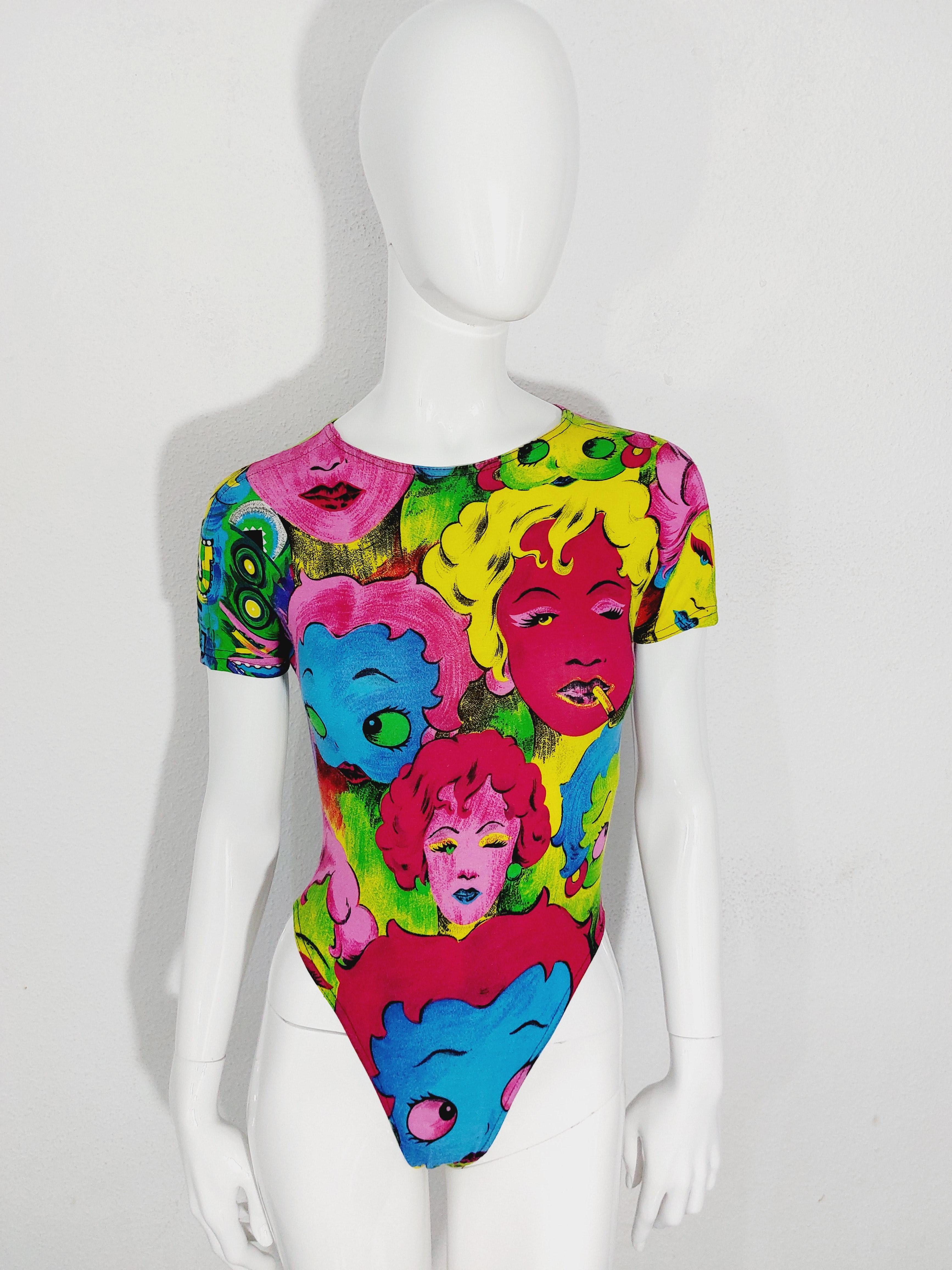 GIANNI VERSACE Andy Warhol Pop Art Marilyn Monroe Betty Boop SS91 Bodyuit Body For Sale 8