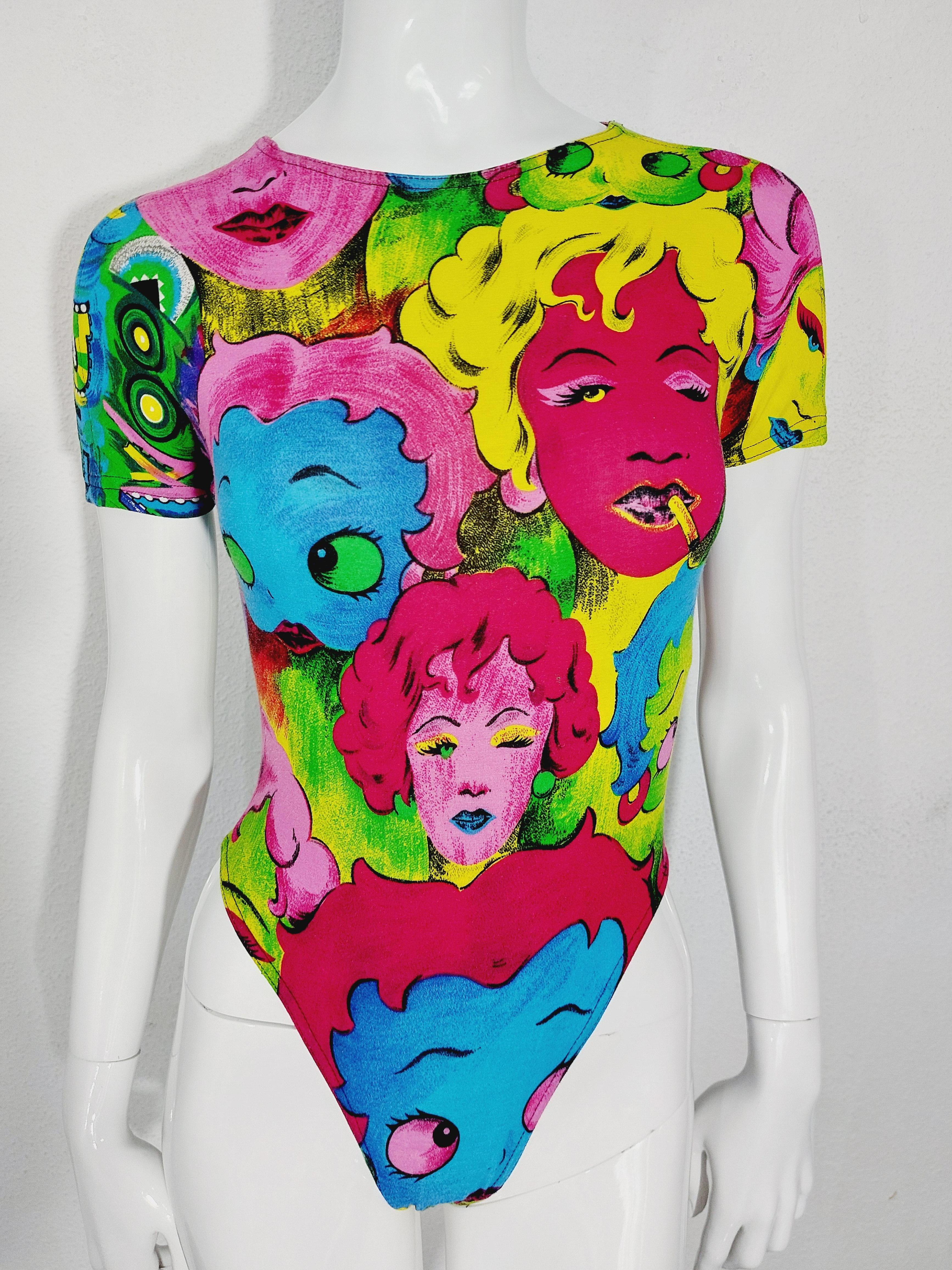 GIANNI VERSACE Andy Warhol Pop Art Marilyn Monroe Betty Boop SS91 Bodyuit Body For Sale 9