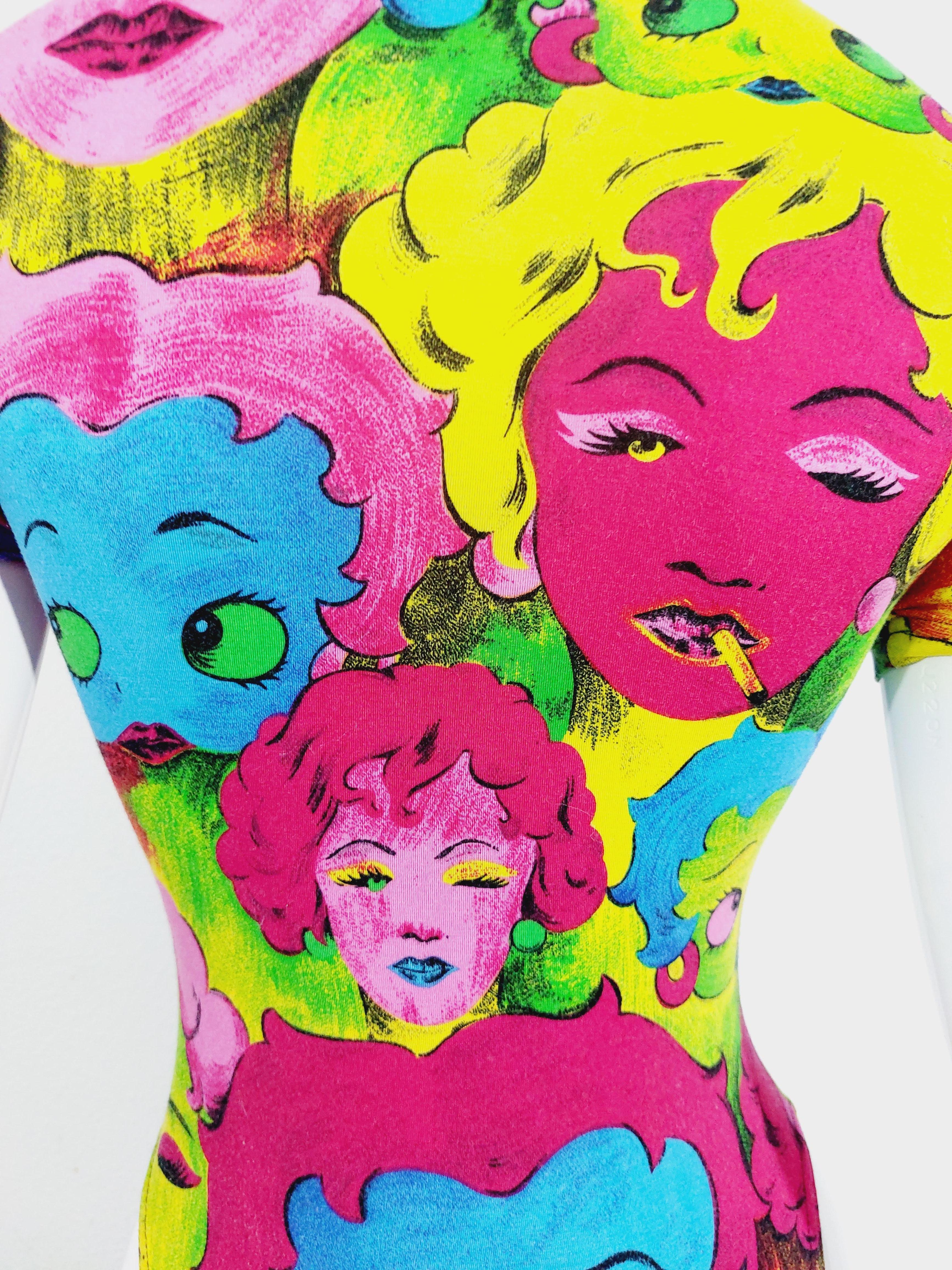 GIANNI VERSACE Andy Warhol Pop Art Marilyn Monroe Betty Boop SS91 Bodyuit Body For Sale 3