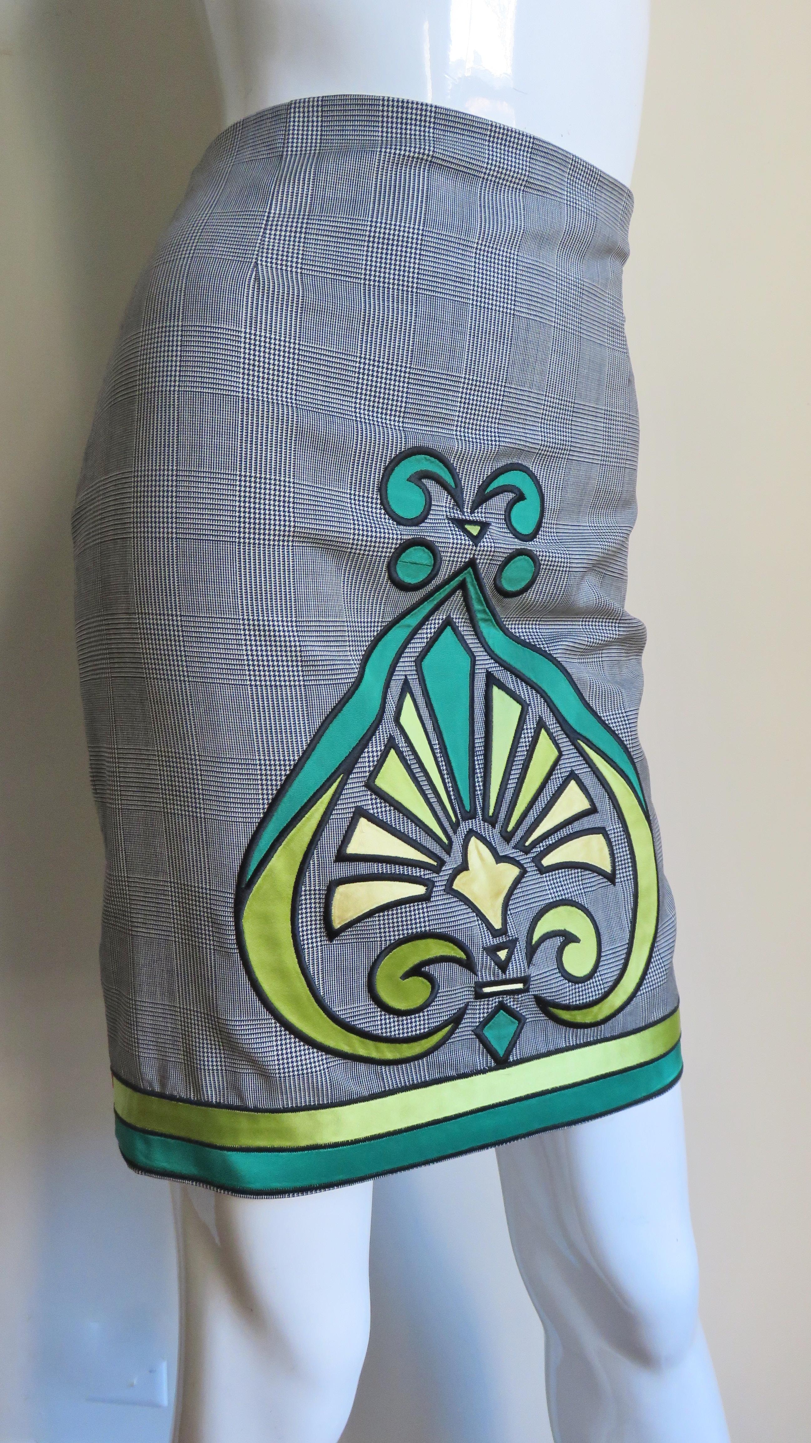 Women's Gianni Versace Reversible Skirt with Elaborate Applique 1990s For Sale