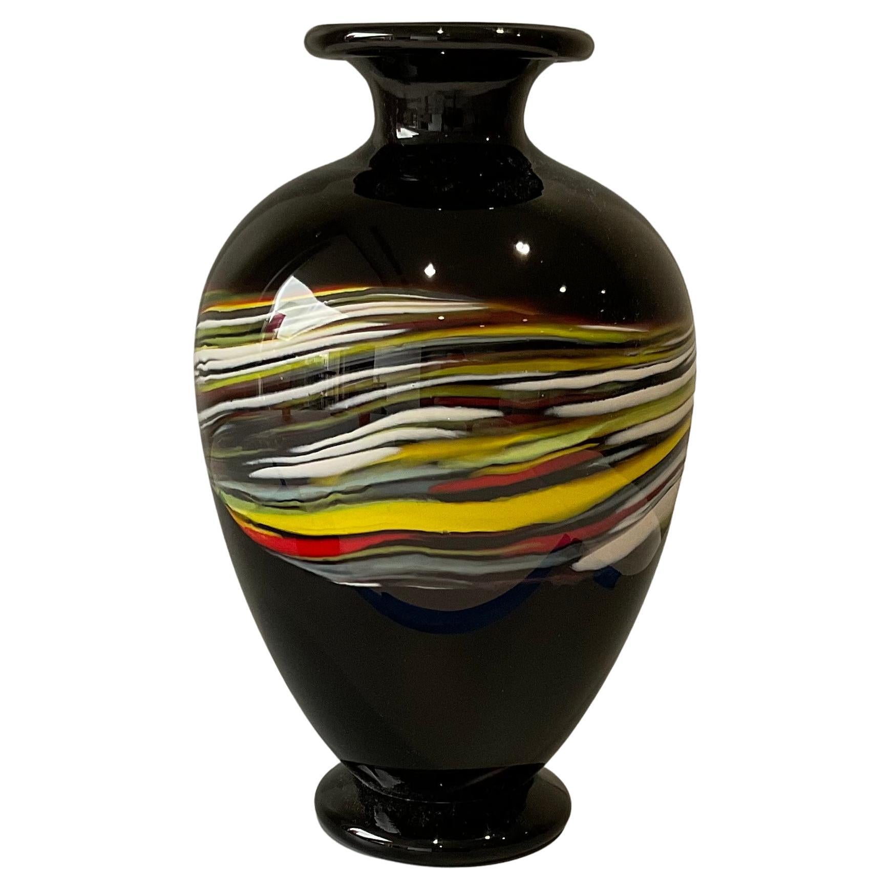 Grand vase en verre de Murano soufflé à la main signé Gianni Versace Archimede Seguso 