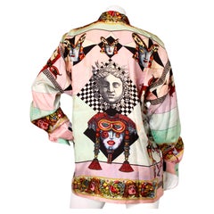 Gianni Versace Seidenhemd mit Arlecchino-Print und Knopfleiste, CIRCA 1992