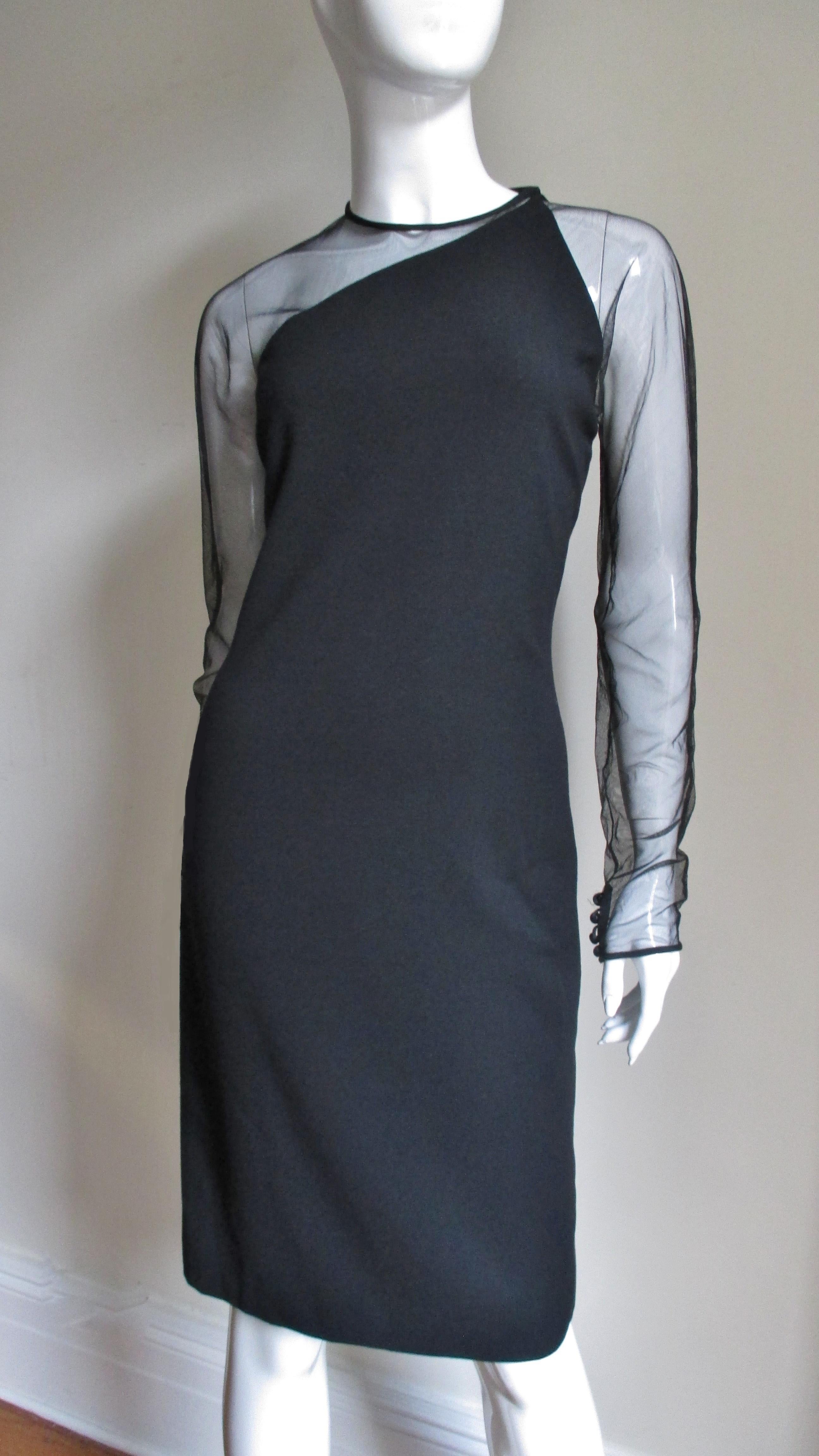 Gianni Versace Asymmetric Dress with Net In Good Condition For Sale In Water Mill, NY