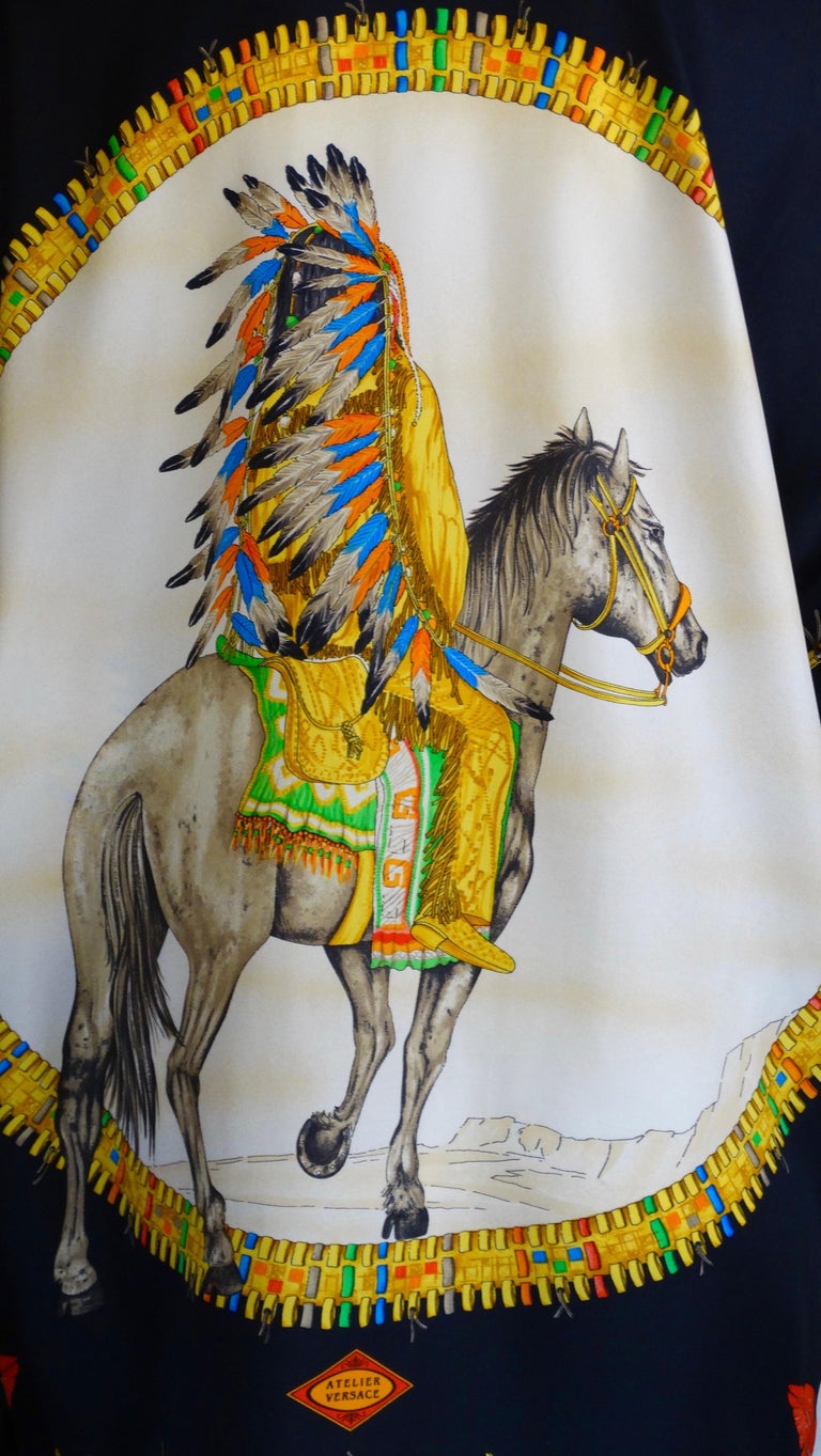 Gianni Versace Atelier "Native American" Silk Printed Shirt at 1stDibs | versace  native american shirt, versace native american, native american blouses