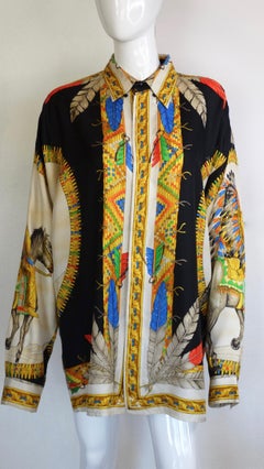 Gianni Versace Atelier "Native American" Silk Printed Shirt