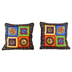 Gianni Versace Atelier Raras almohadas de seda vintage - Un par