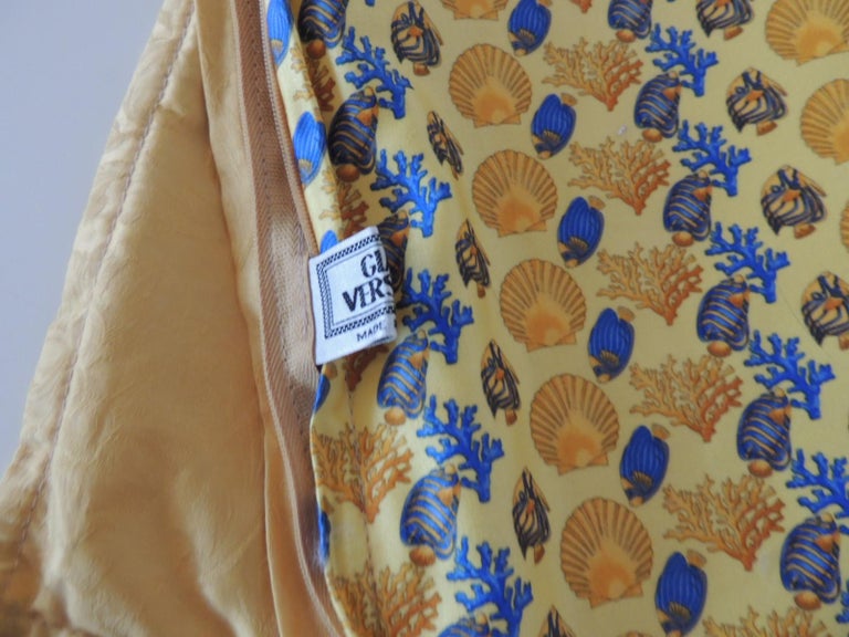 Gianni Versace Authentic Seashells and Coral Printed Decorative Pillow