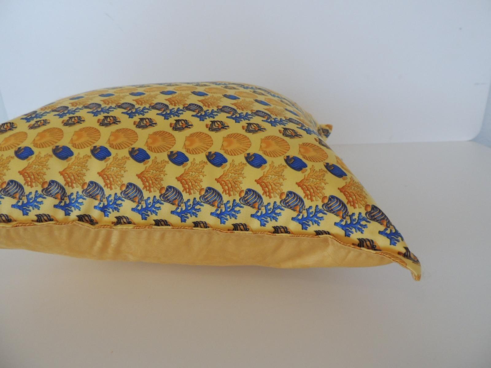 Gianni Versace Authentic Seashells and Coral Printed Decorative Pillow In Good Condition In Oakland Park, FL
