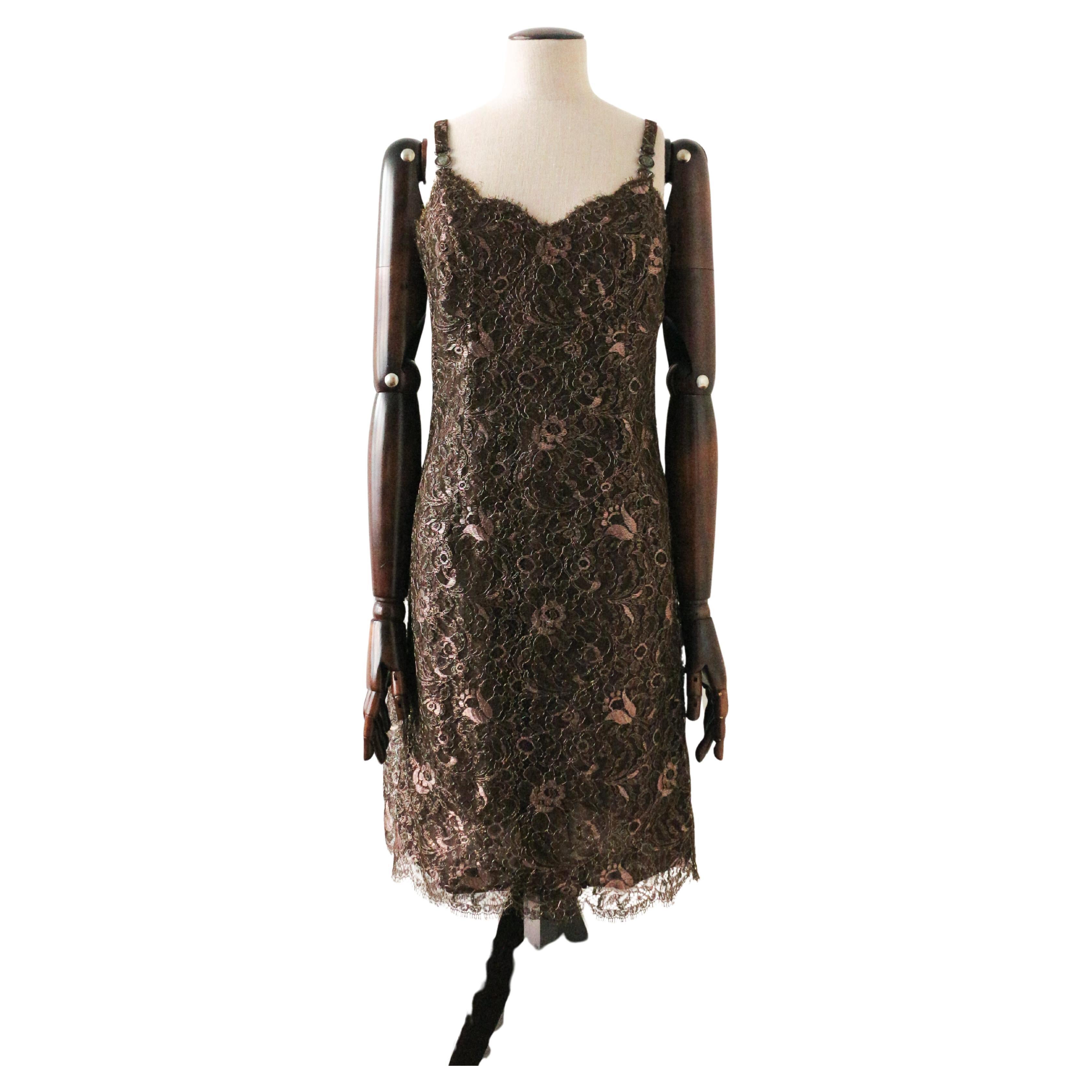 Gianni Versace Autumn/Winter 1996 Bronze Lace Mini Dress