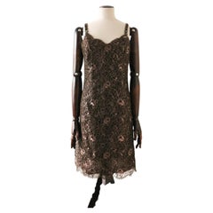 Vintage Gianni Versace Autumn/Winter 1996 Bronze Lace Mini Dress