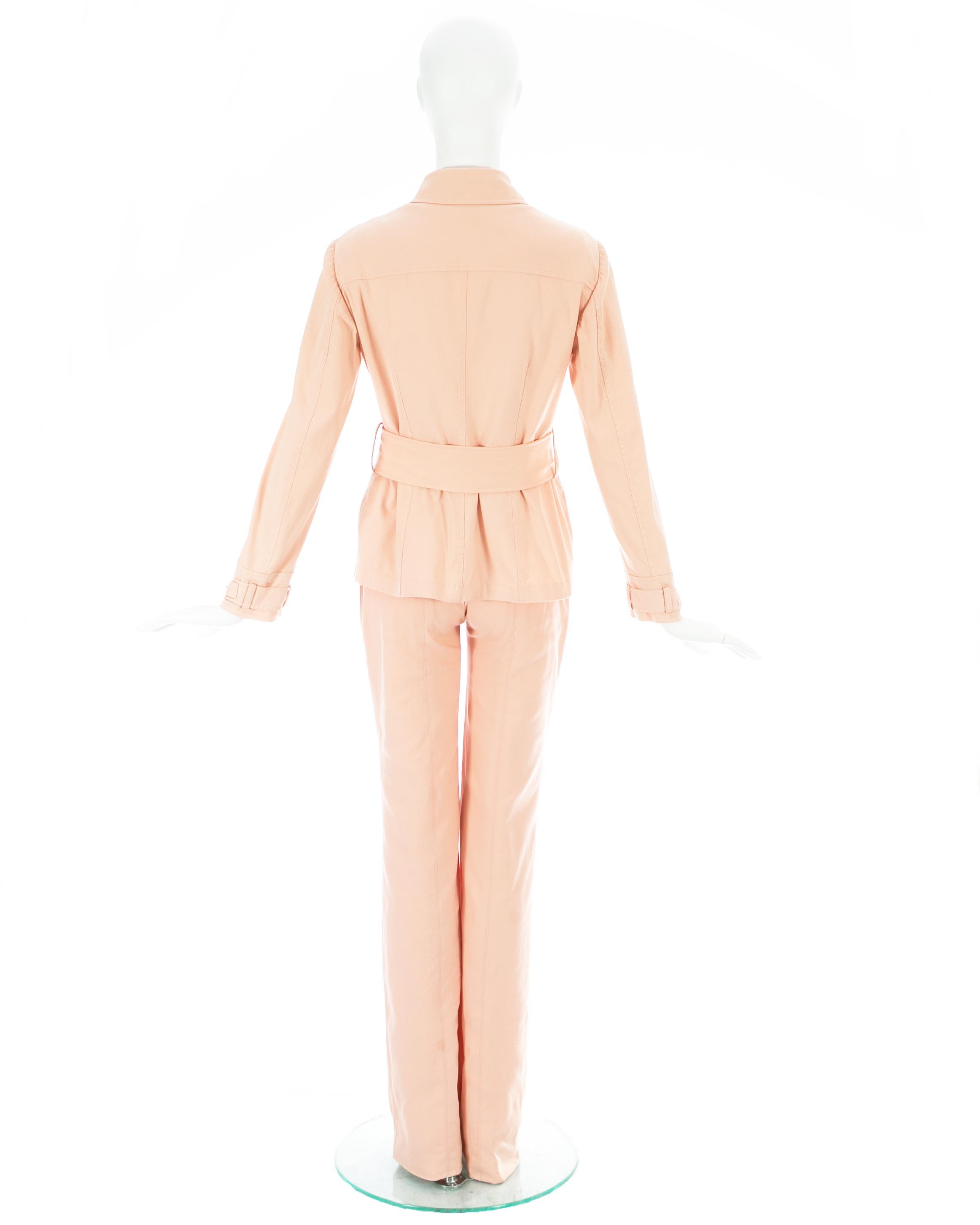 Gianni Versace baby pink cotton pant suit with silver hardware, ss 2003 4