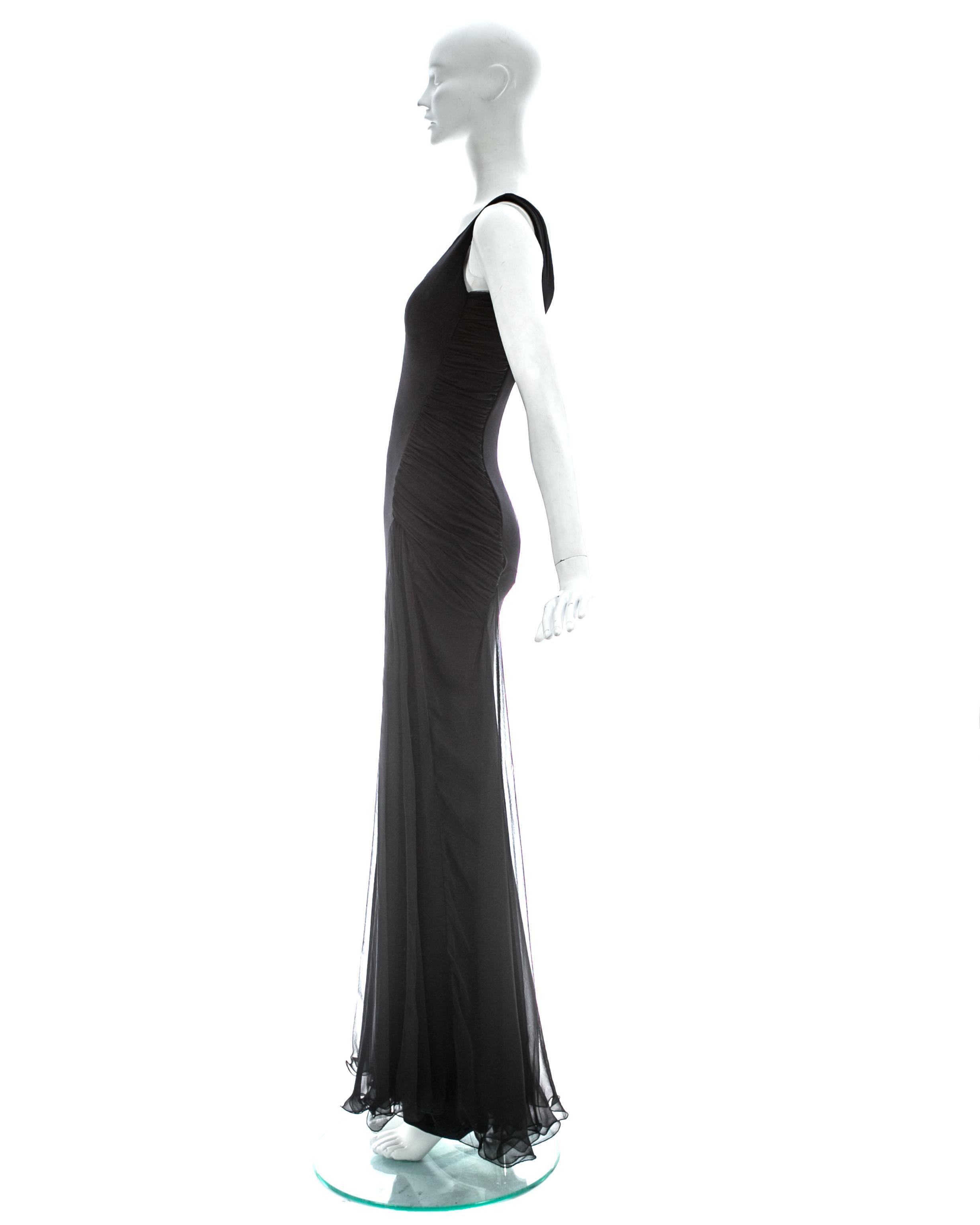 Gianni Versace back velvet evening dress with silk chiffon train, ca. 1995 1