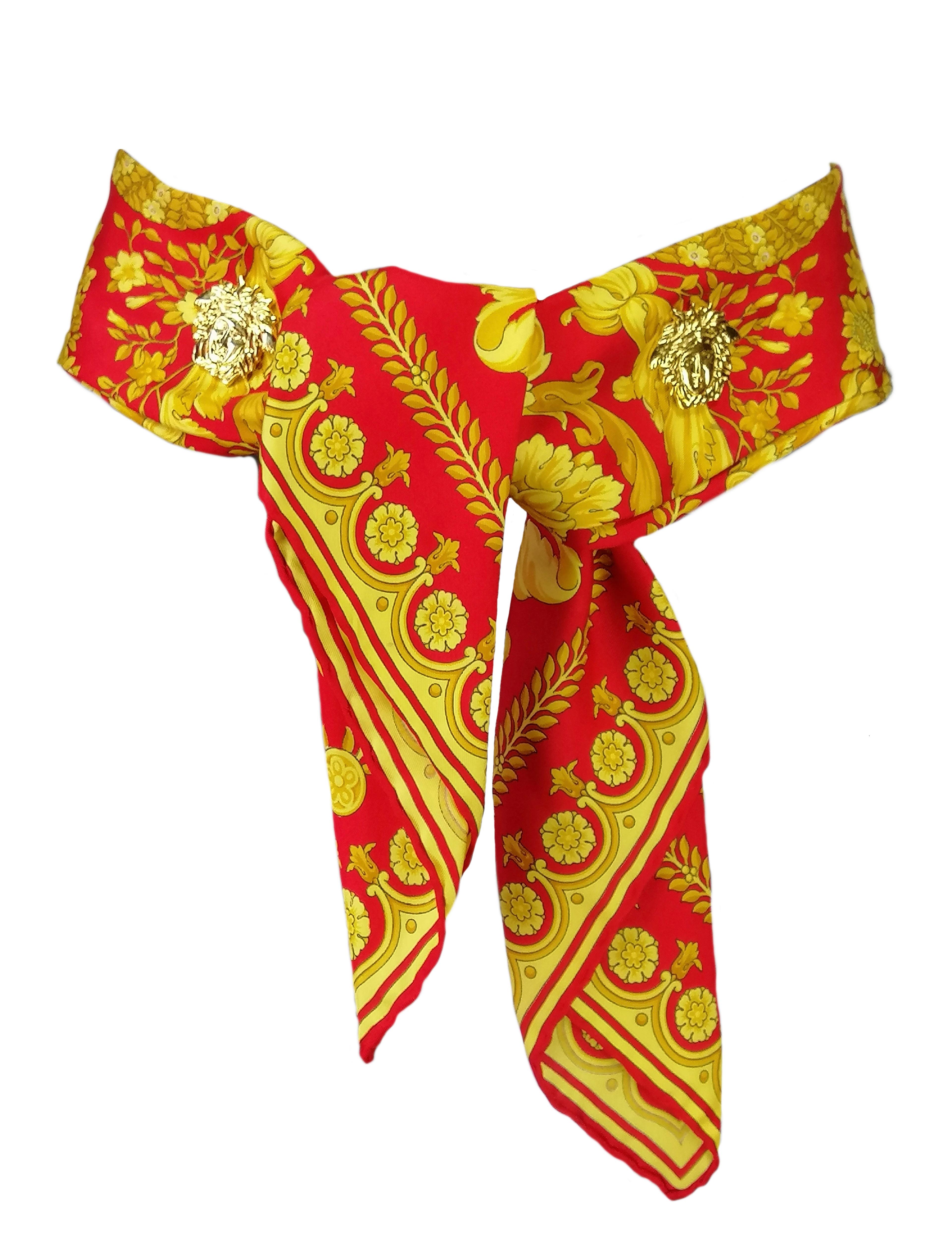 GIANNI VERSACE barocco silk scarf and belt For Sale 4