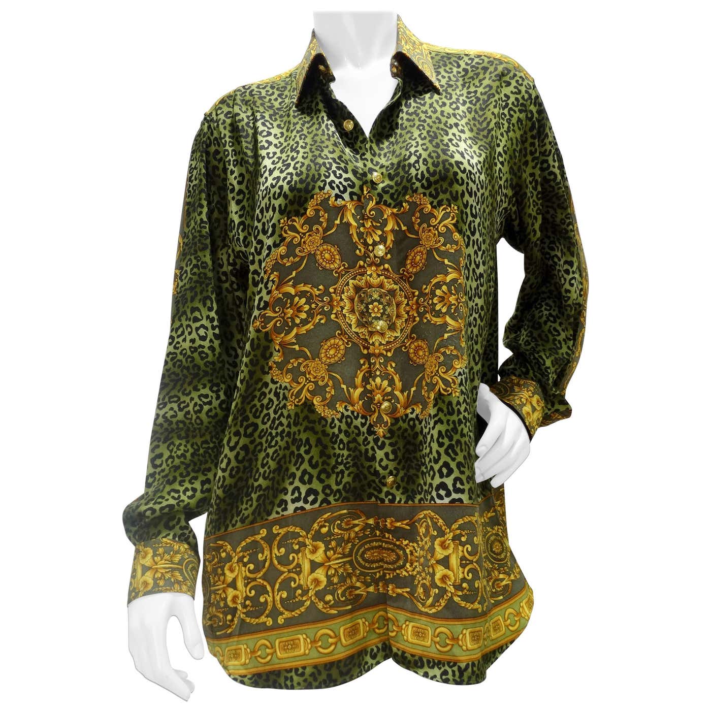 Gianni Versace Baroque Leopard Print Silk Blouse at 1stDibs | versace ...