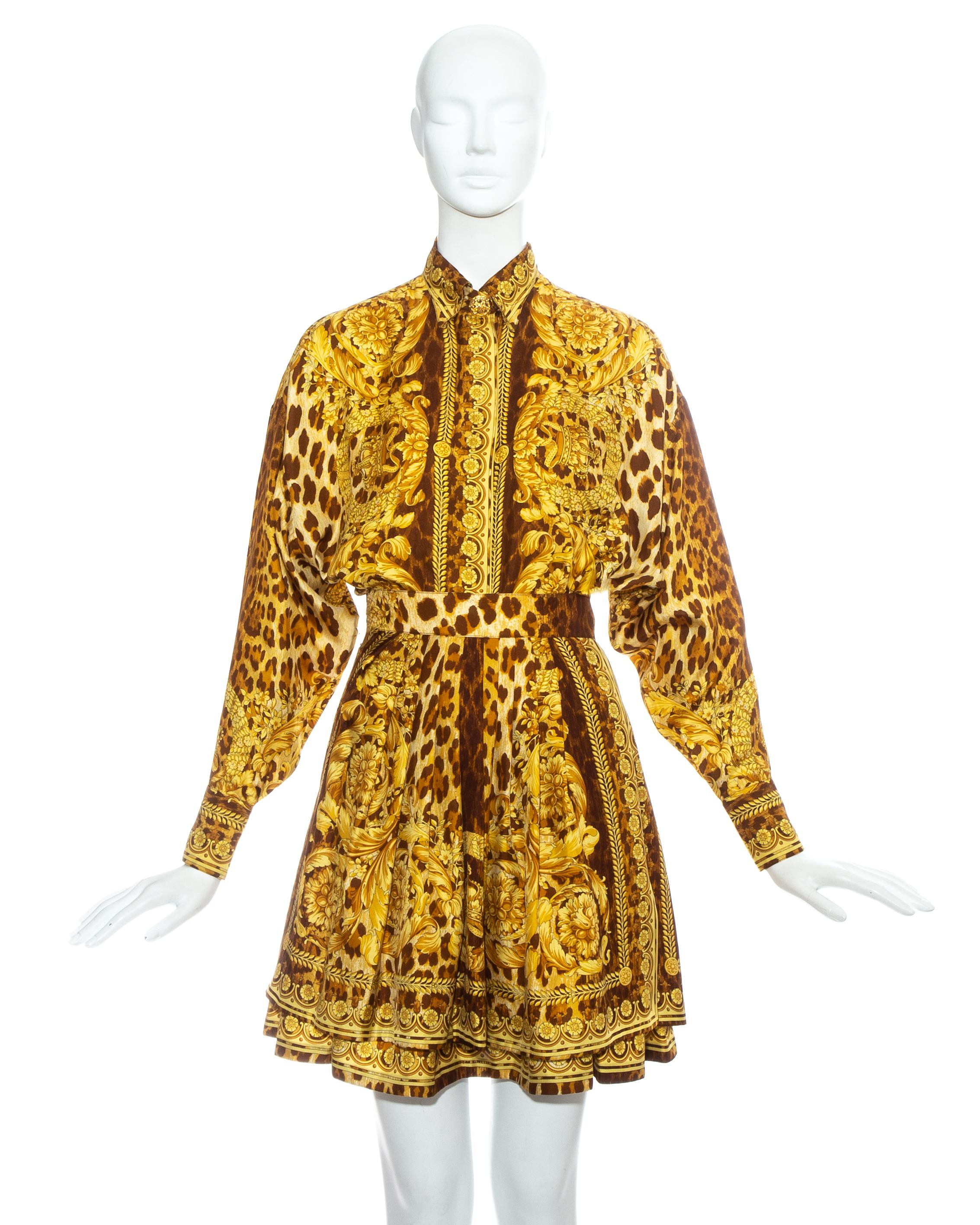 Gianni Versace baroque leopard printed silk blouse and pleated skirt ensemble. 

Spring-Summer 1992
