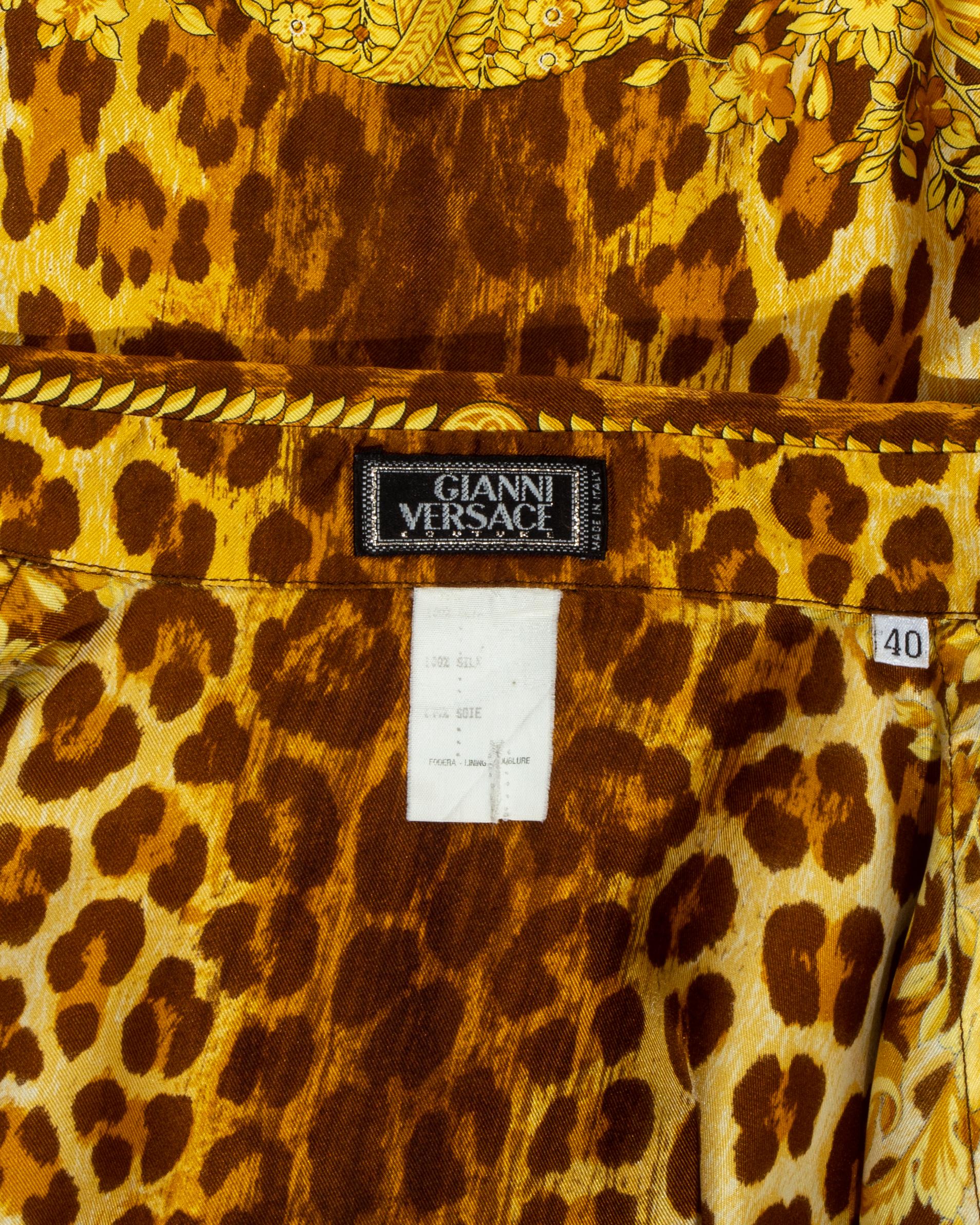Gianni Versace baroque leopard printed silk blouse and skirt ensemble, ss 1992 3