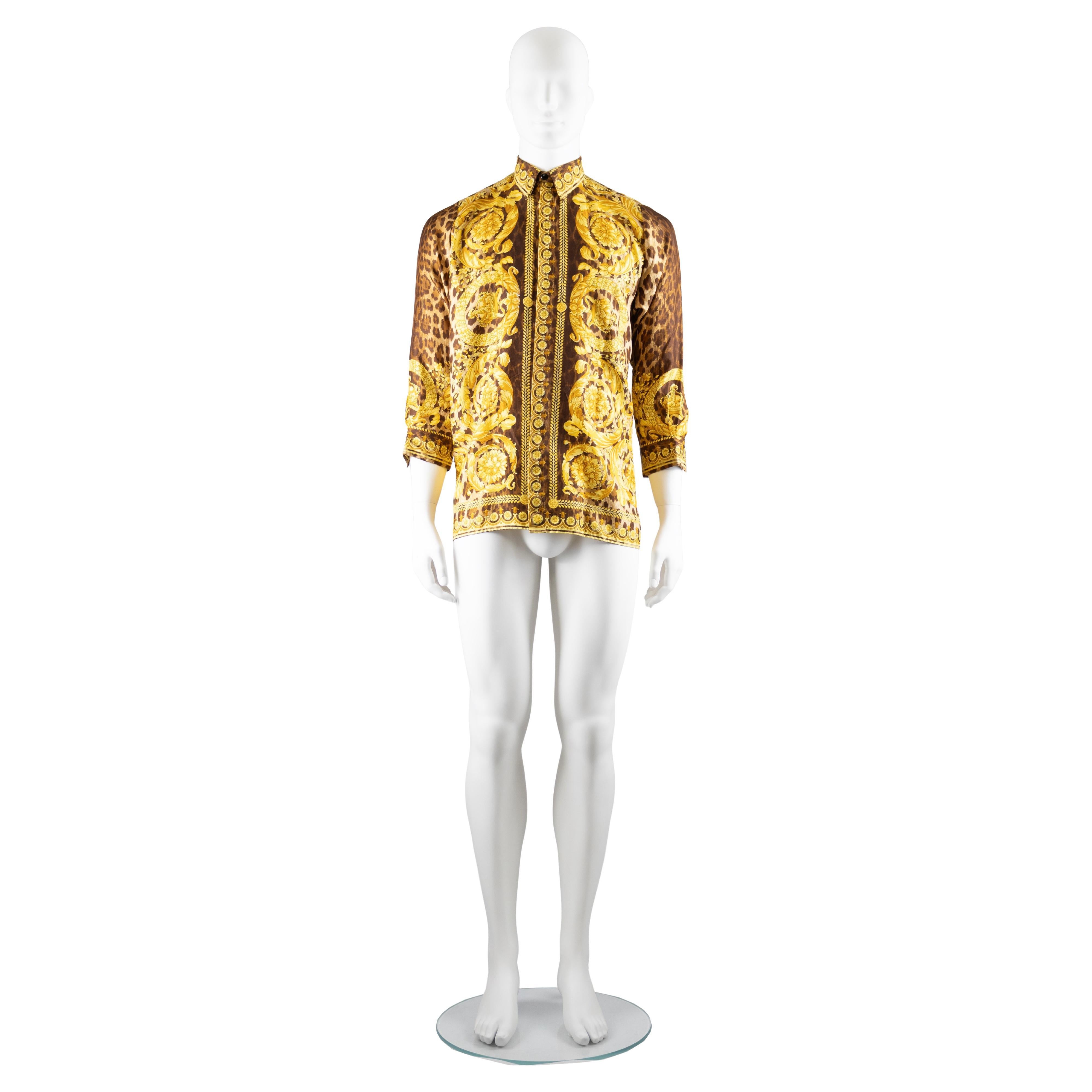 Gianni Versace Baroque Print Silk Shirt Autumn Winter 1992 For Sale