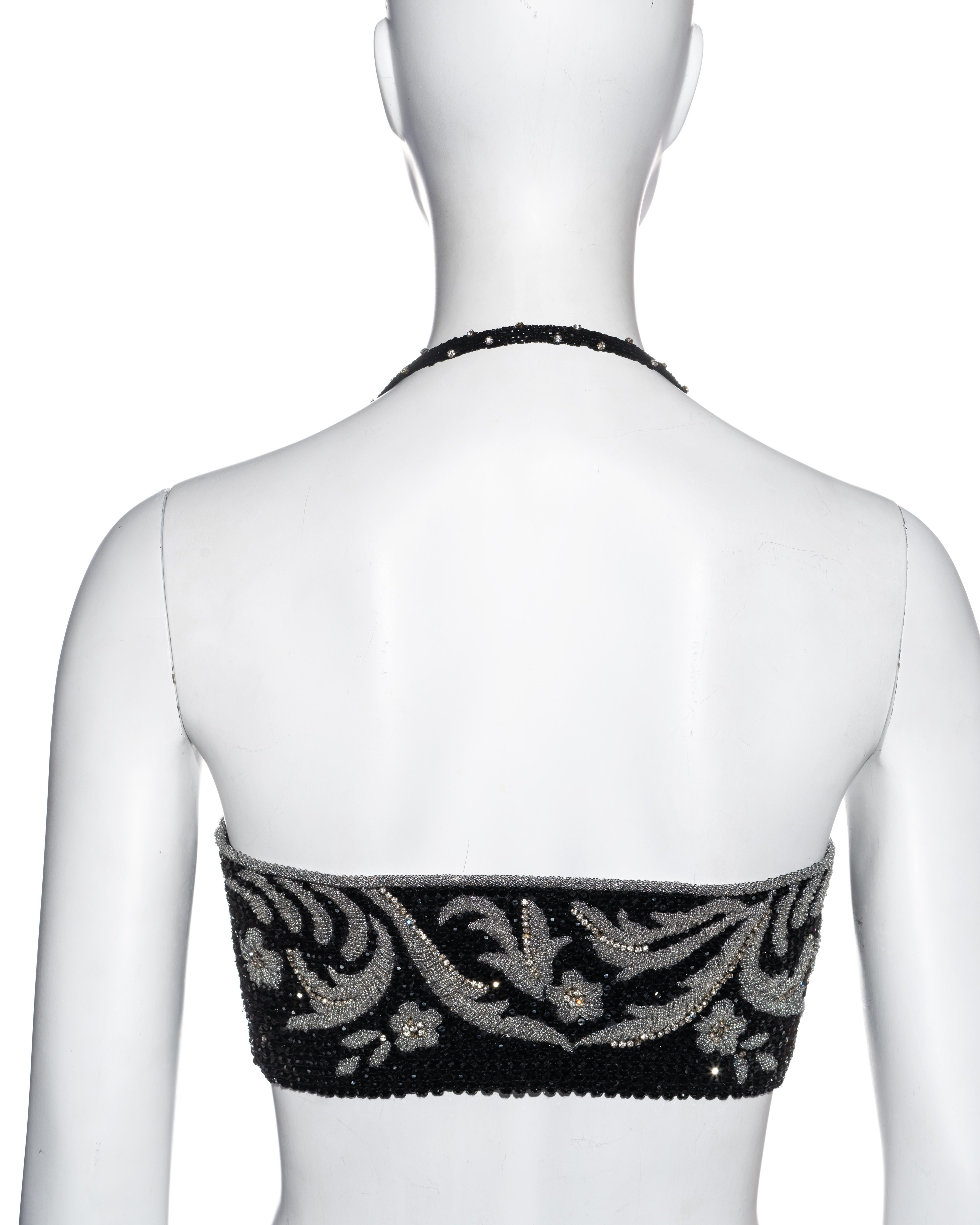 Gianni Versace beaded halterneck corset bra with crystal embellishment, fw 1989 In Excellent Condition For Sale In London, GB