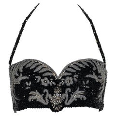 Gianni Versace beaded halterneck corset bra with crystal embellishment, fw 1989