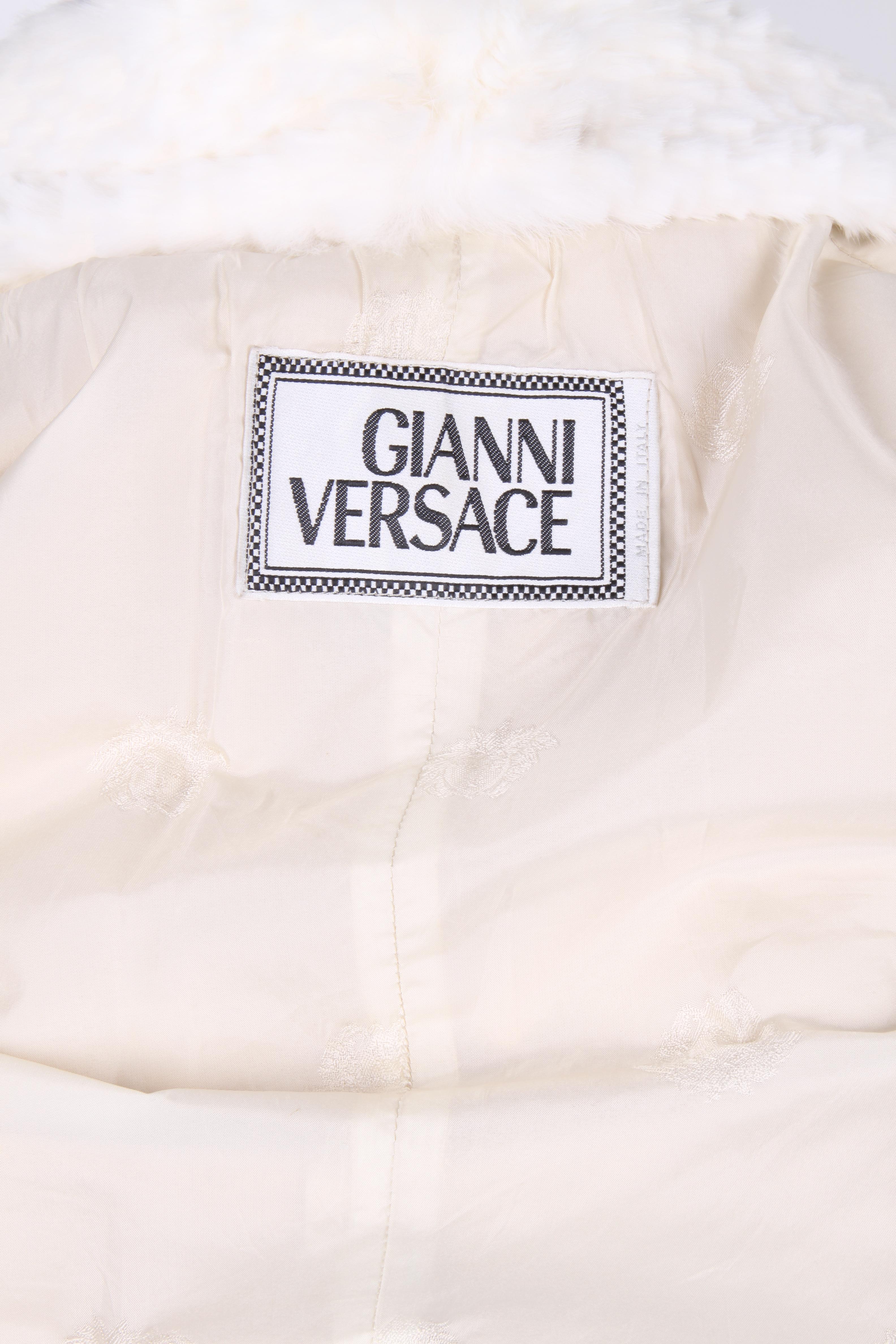 Gianni Versace Beige Leather Fur Jacket  For Sale 4