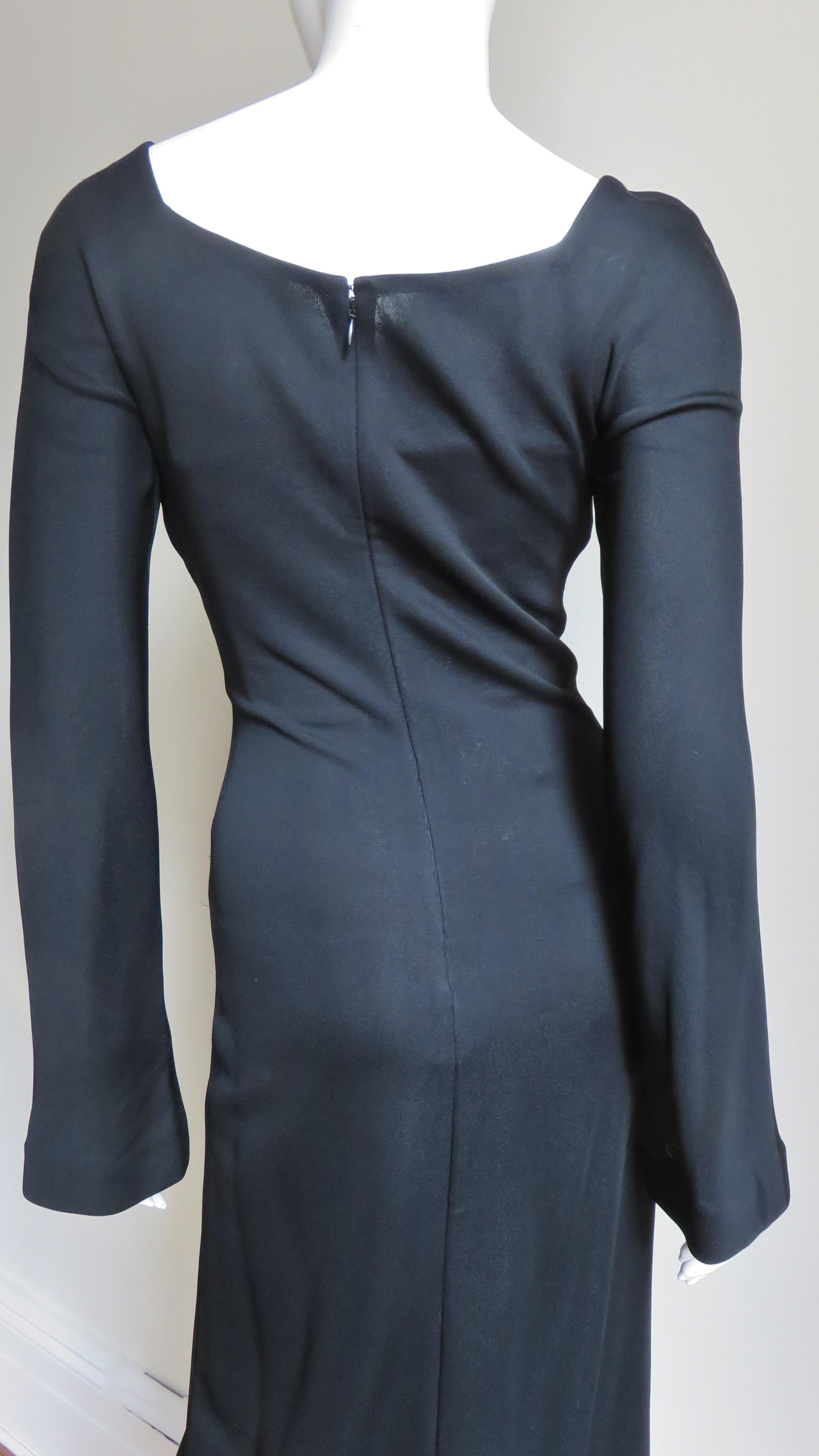 Gianni Versace Couture 1990s Bell Sleeve Dress For Sale 5