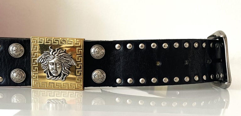 Gianni Versace Belt black studded Medusa head 95/38 from S/S  display picture 3