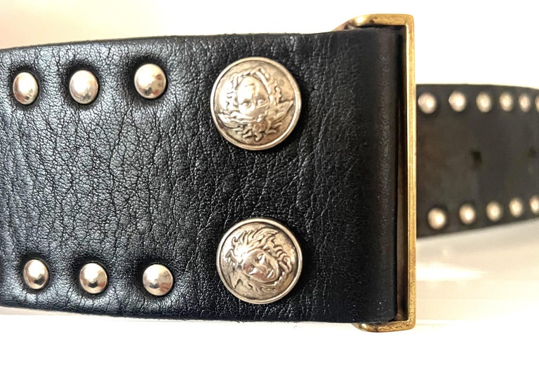 Gianni Versace Belt black studded Medusa head 95/38 from S/S  display picture 1