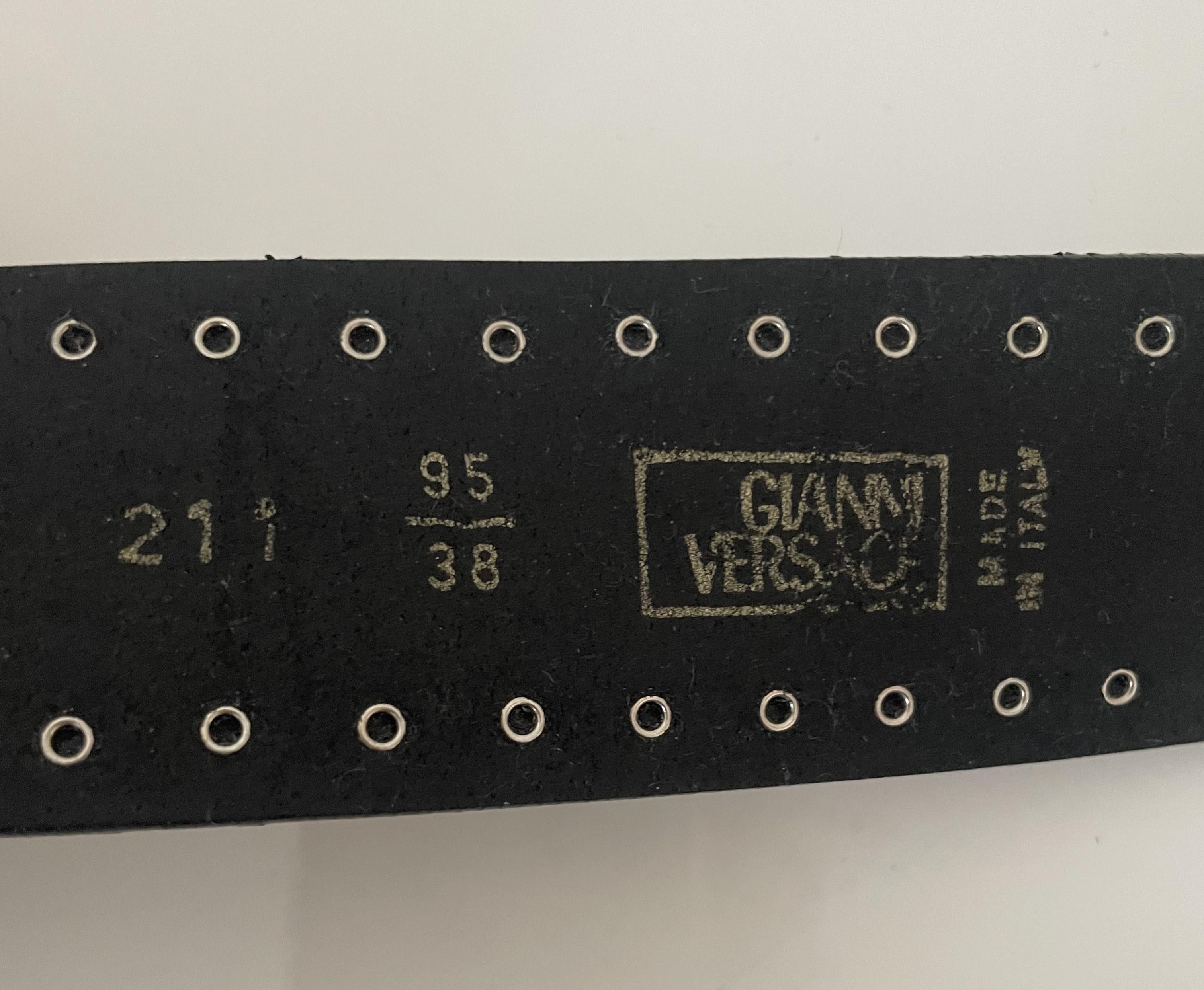 Gianni Versace Belt black studded Medusa head 95/38 from S/S 1992 For Sale 5