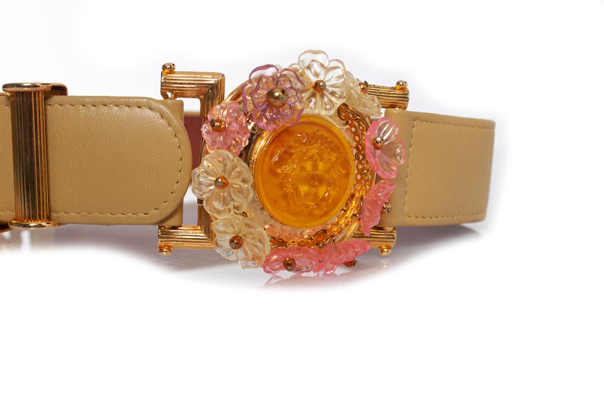 Gianni Versace, belt with floral medusa applications For Sale 2