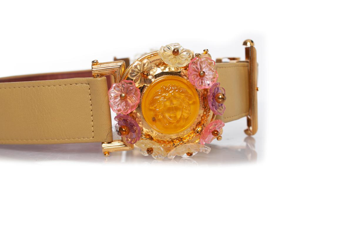 Gianni Versace, belt with floral medusa applications For Sale 4