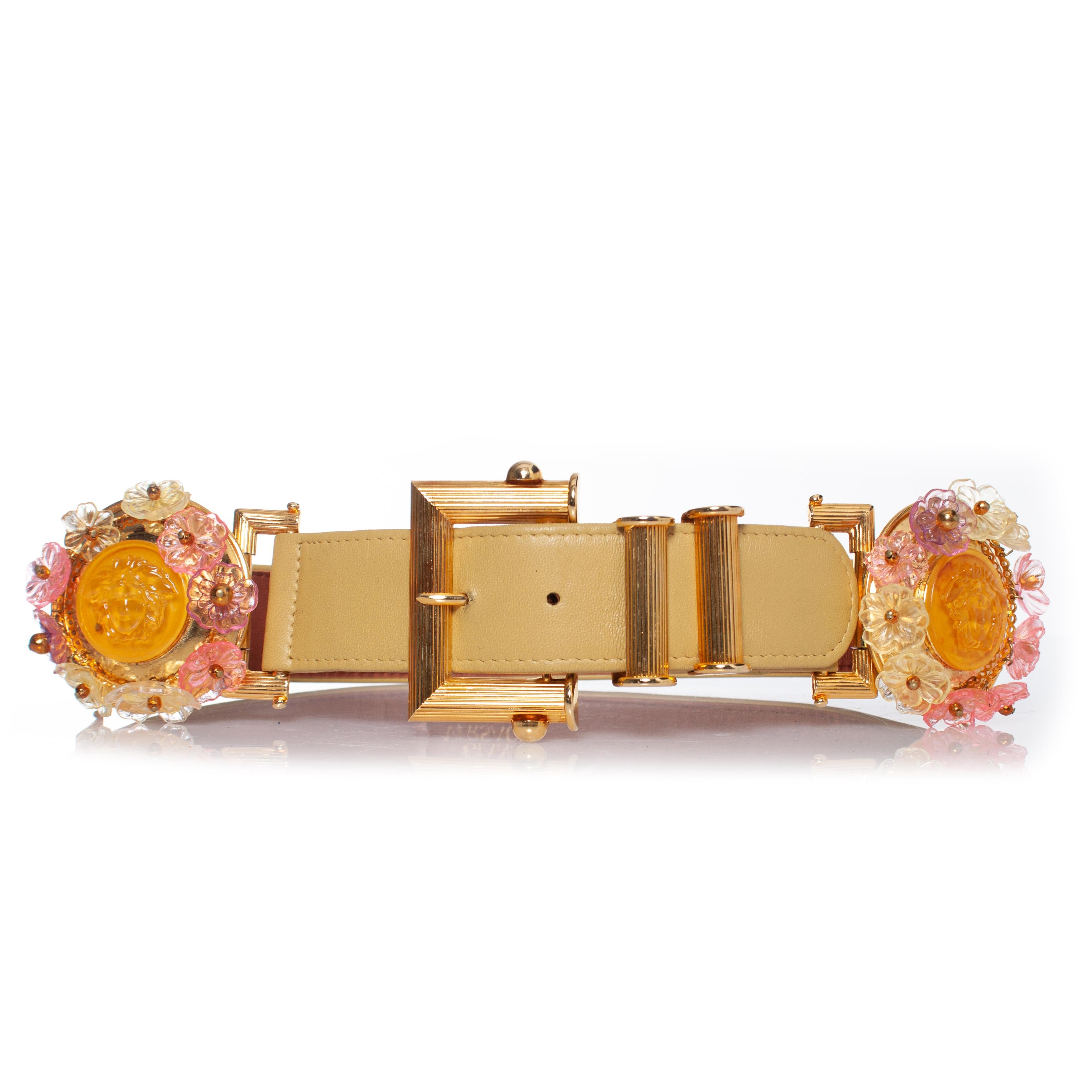 Gianni Versace, belt with floral medusa applications For Sale