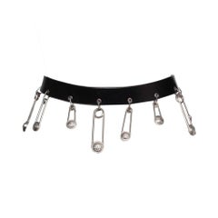 Gianni versace, belt with silver safety pins