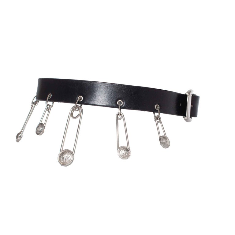 Gianni versace, belt with silver safety pins For Sale at 1stDibs display picture 3