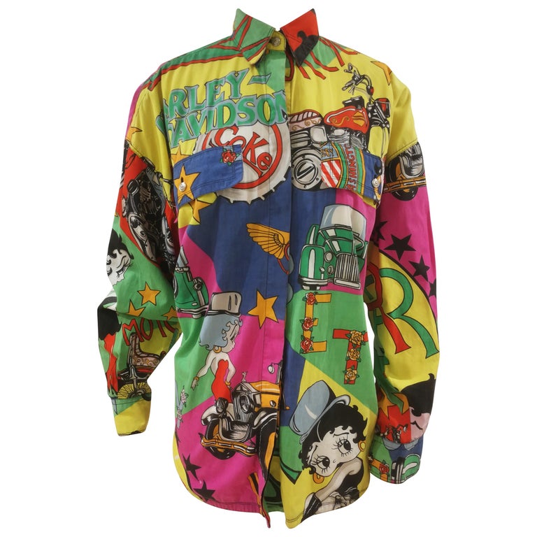 Gianni Versace Betty Boop Harley Davidson print Shirt For Sale at ...