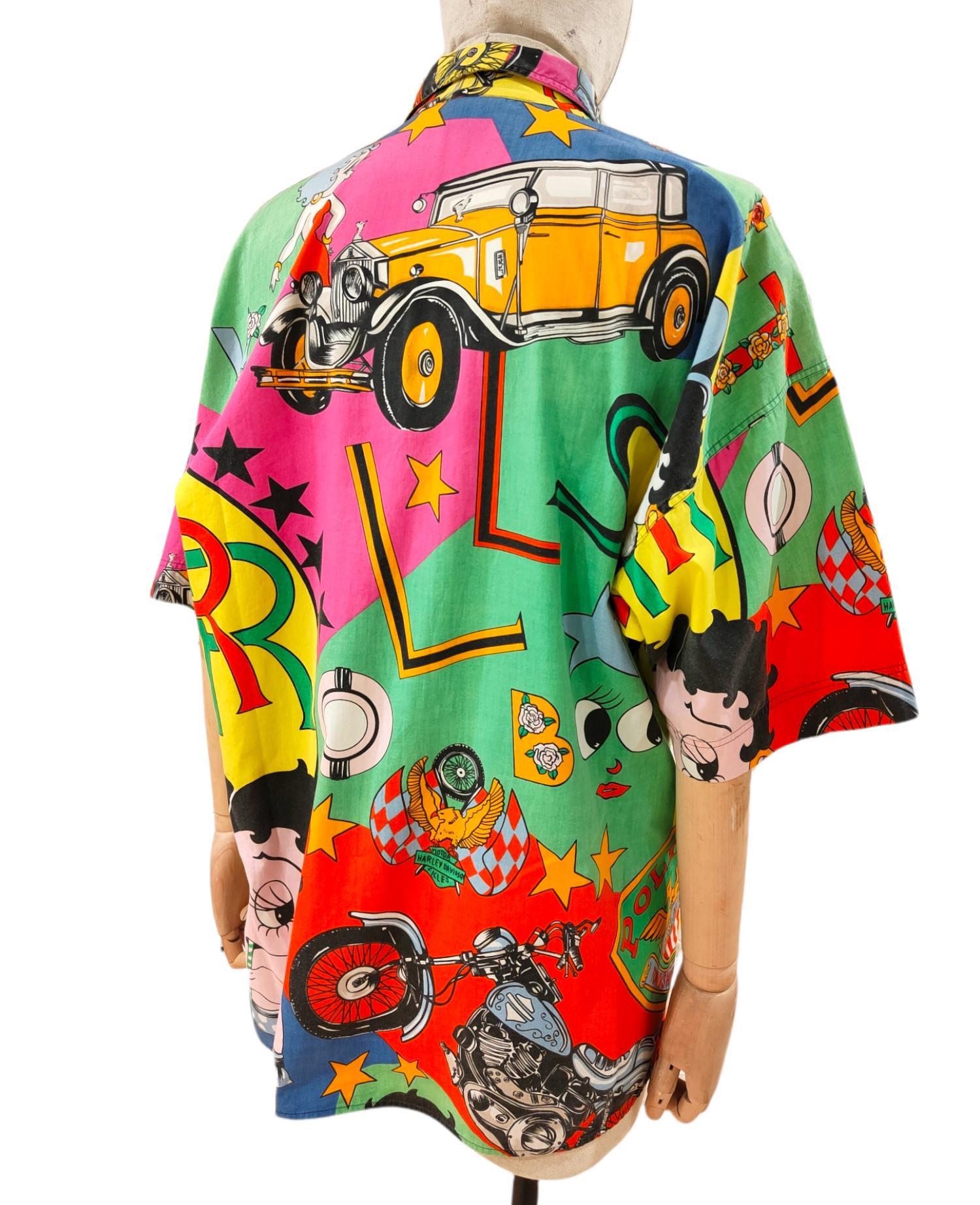 Gianni Versace Camisa estampada Betty Boop Harley en Excelente Estado en Capri, IT