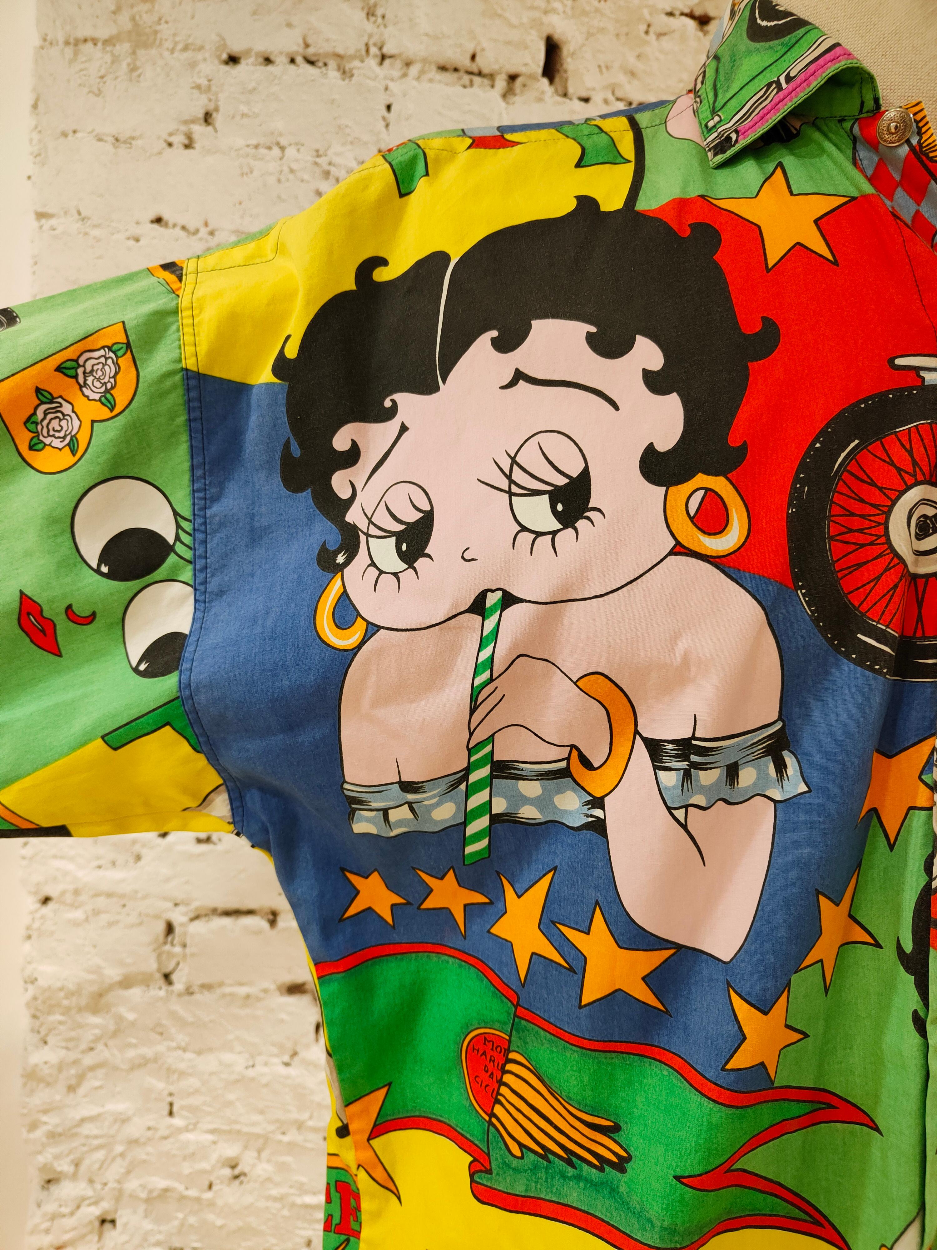 De los hombres Gianni Versace Camisa estampada Betty Boop Harley