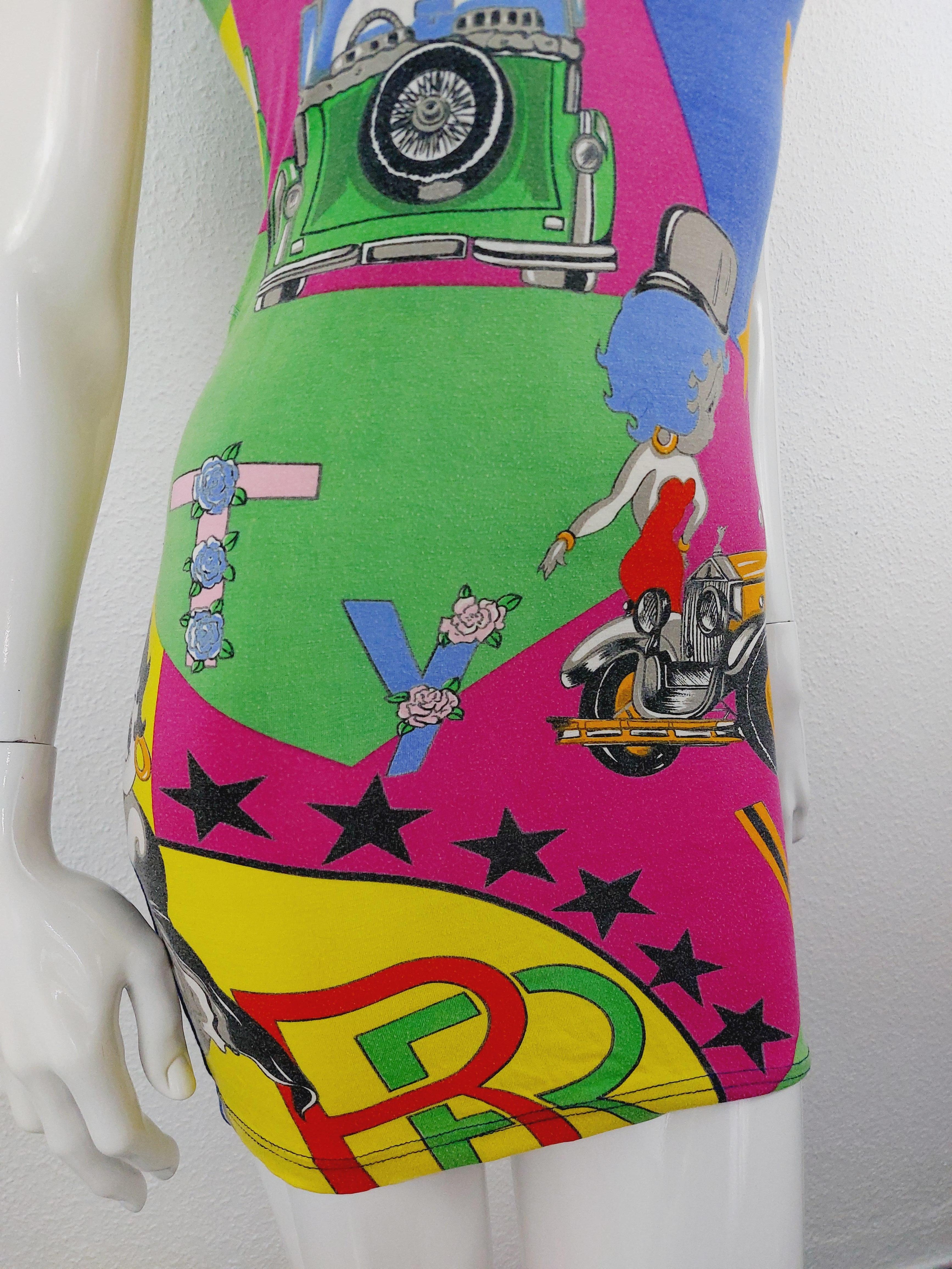 Gianni Versace  Betty Boop Pop Art Rolls Royce Cartoon Kourtney Kardashian Dress For Sale 6