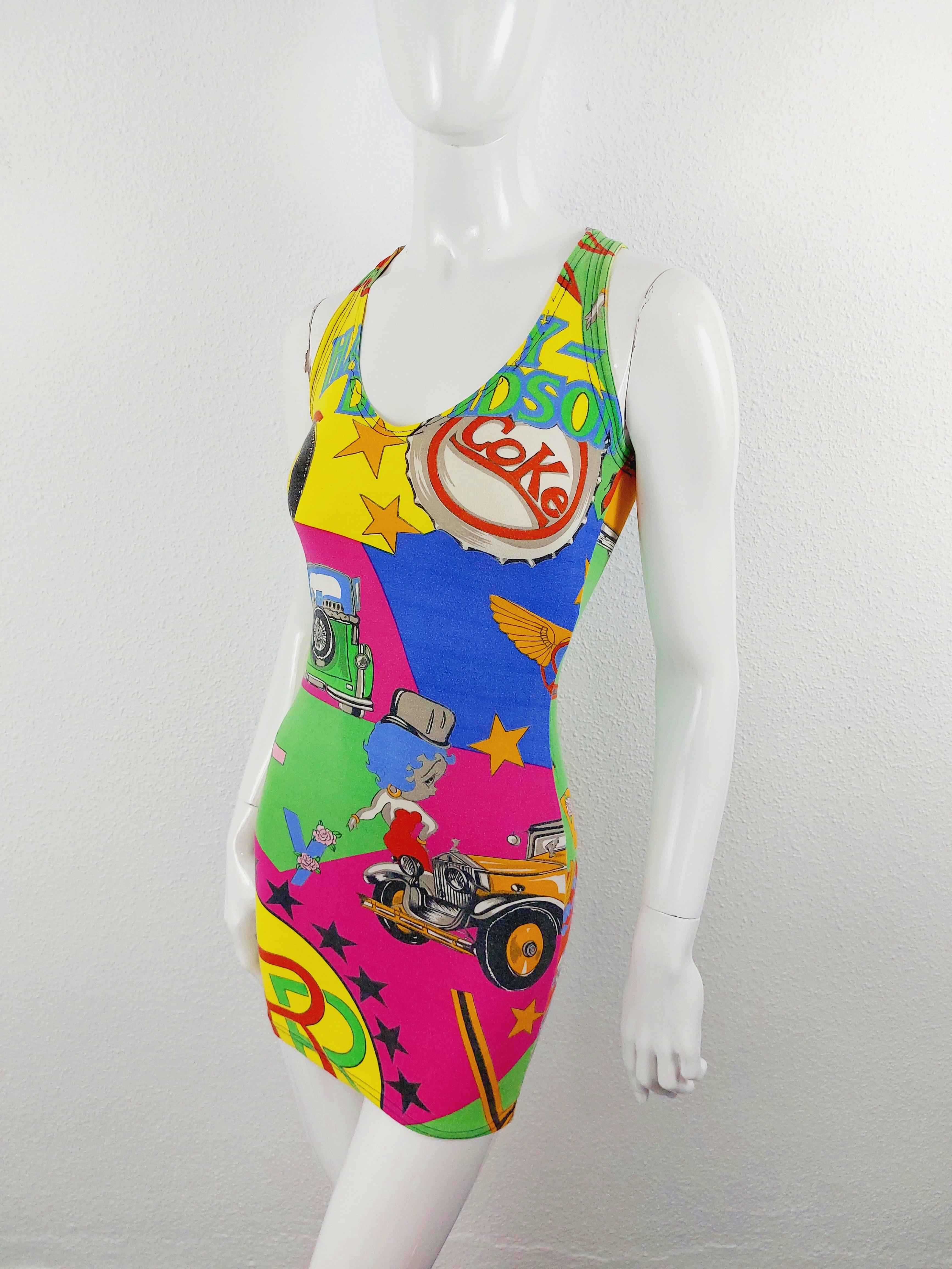 Gianni Versace  Betty Boop Pop Art Rolls Royce Cartoon Kourtney Kardashian Dress For Sale 4
