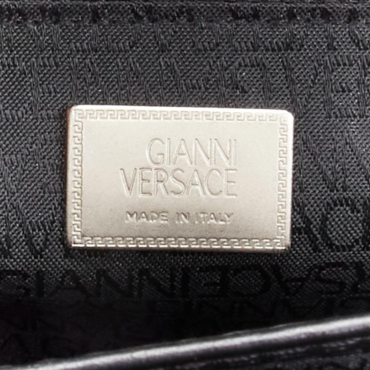 GIANNI VERSACE Bintage black grain leather Medusa number lock briefcase bag 6