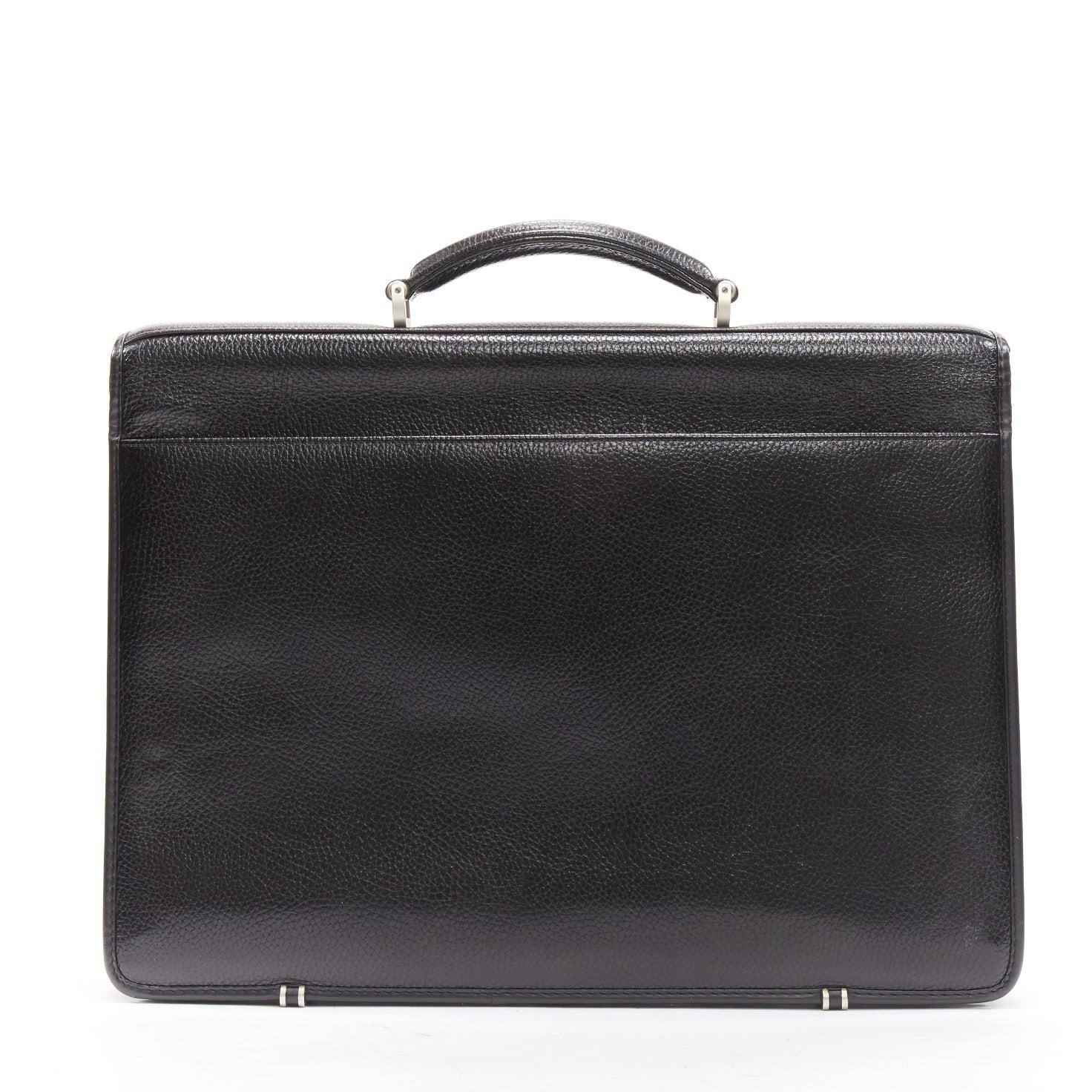 GIANNI VERSACE Bintage black grain leather Medusa number lock briefcase bag 1