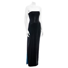 Gianni Versace black and electric blue strapless maxi dress, ss 1998