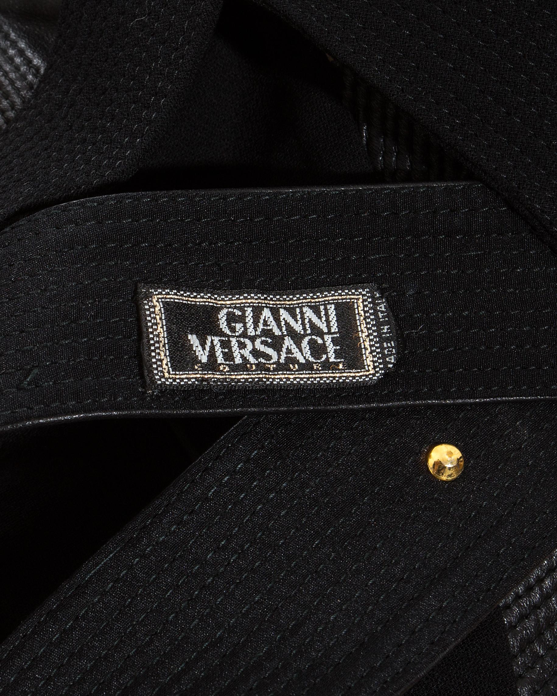 Gianni Versace black and gold leather bondage Medusa vest, fw 1992 For ...