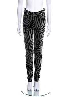 Gianni Versace black and grey velvet zebra print pants, ss 1992