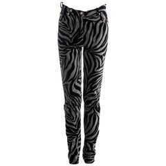 Gianni Versace black and grey velvet zebra print pants, ss 1992